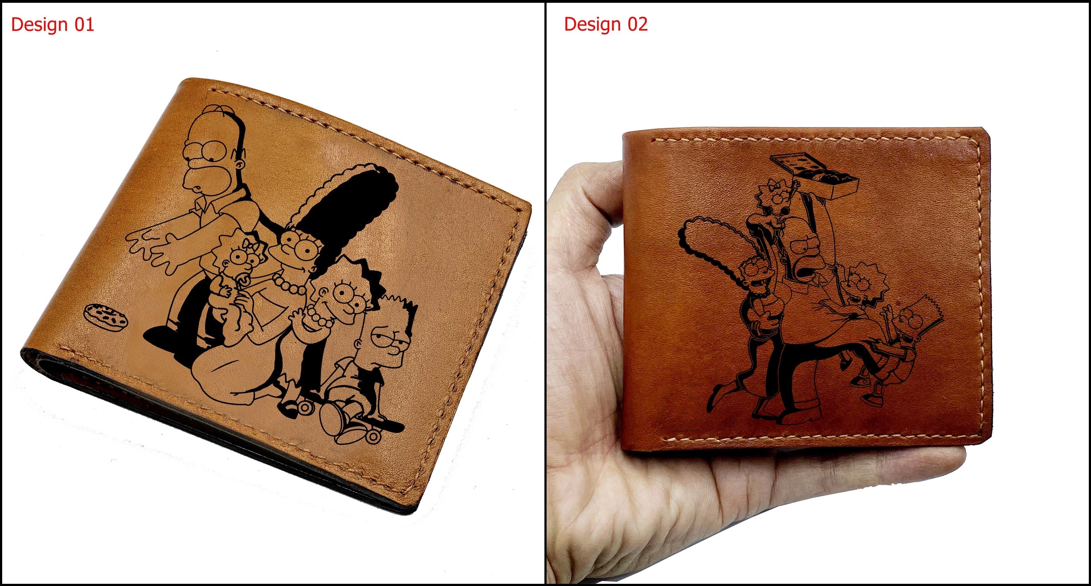 Mayan Corner - Bart Simpson movie characters leather gift, The Simpsons movie leather art, cute leather wallet, christmast gift ideas for men