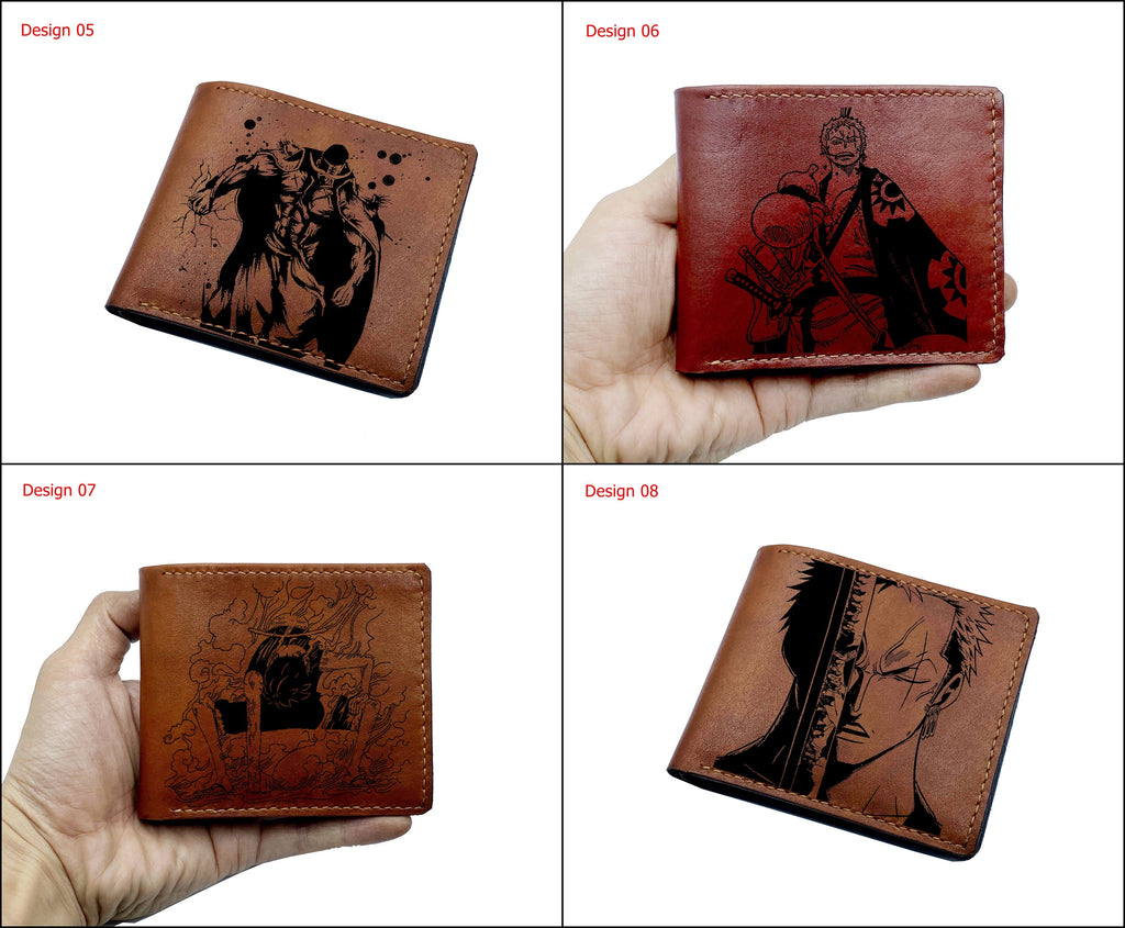 Mayan Corner - One Piece anime leather wallet, bifold anime wallet, custom leather gift for boyfriend, cool wallet for father, husband