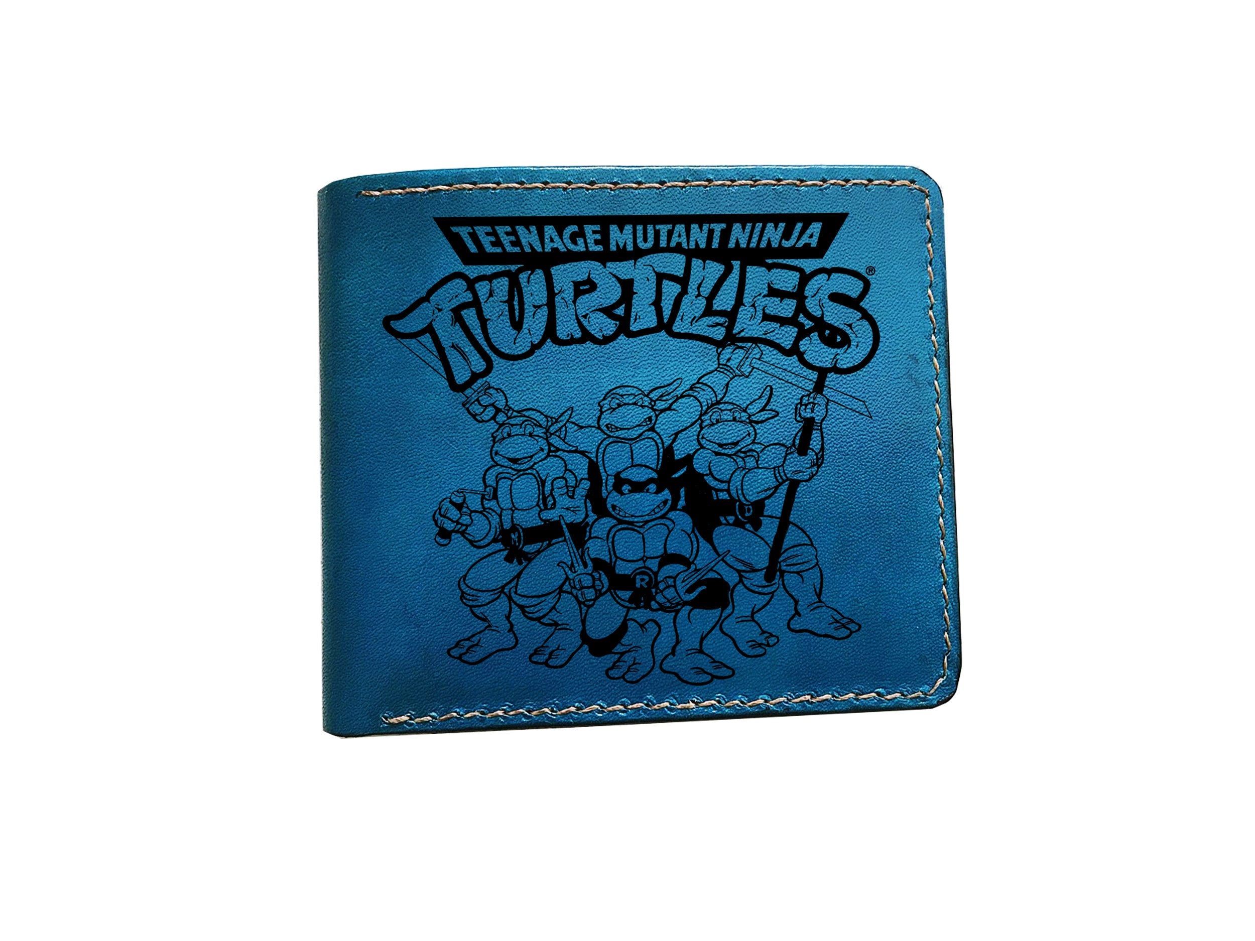 Mayan Corner - Personalized genuine leather handmade wallet, leather gift ideas for him, ninja turtle leather art wallet - 0111221