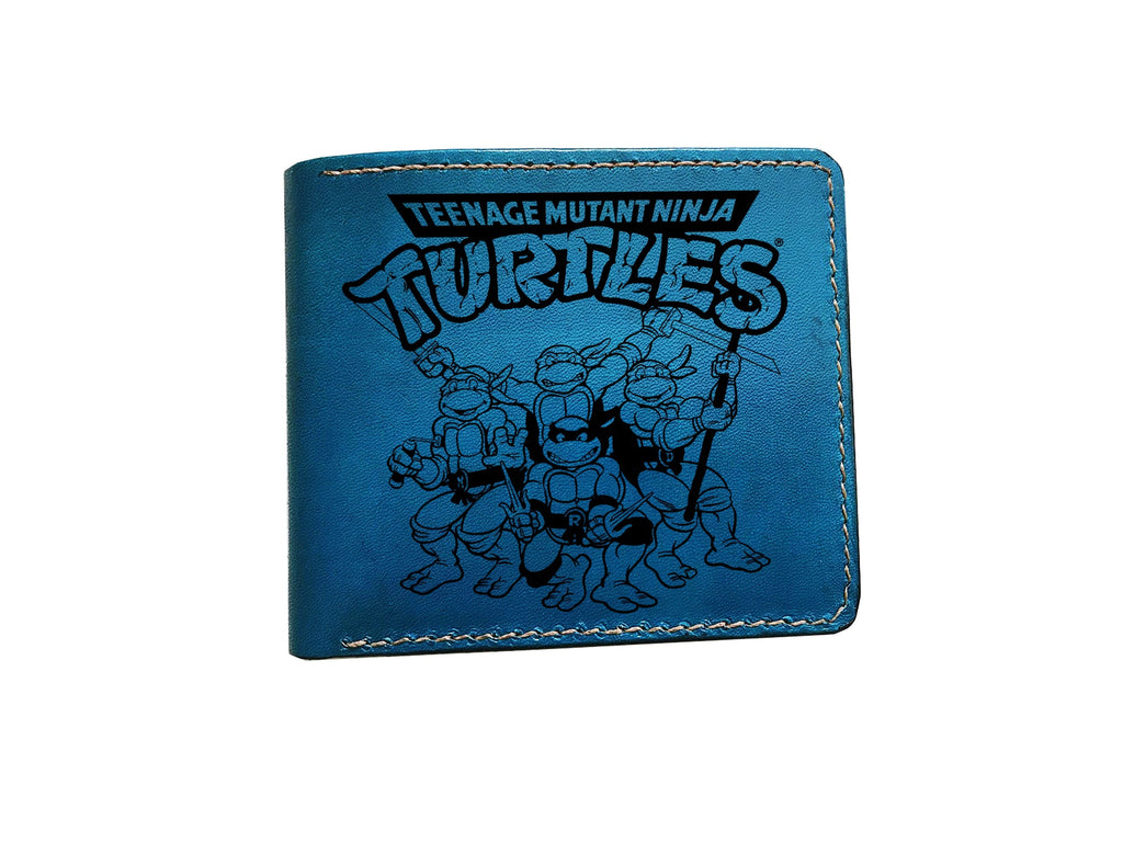 Mayan Corner - Personalized genuine leather handmade wallet, leather gift ideas for him, ninja turtle leather art wallet - 0111222