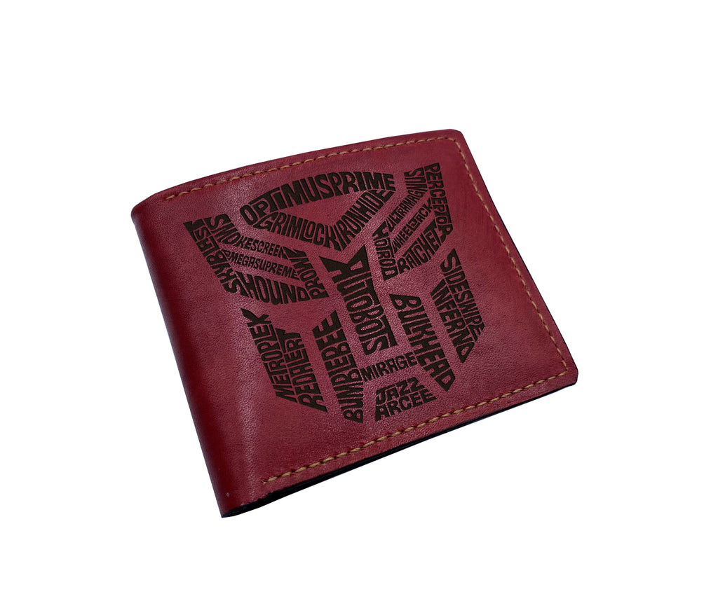 Transformers art men's wallet, personalized birthday gift ideas for boyfriend, husband, cool wallet for dad, Autobots logo art wallet
