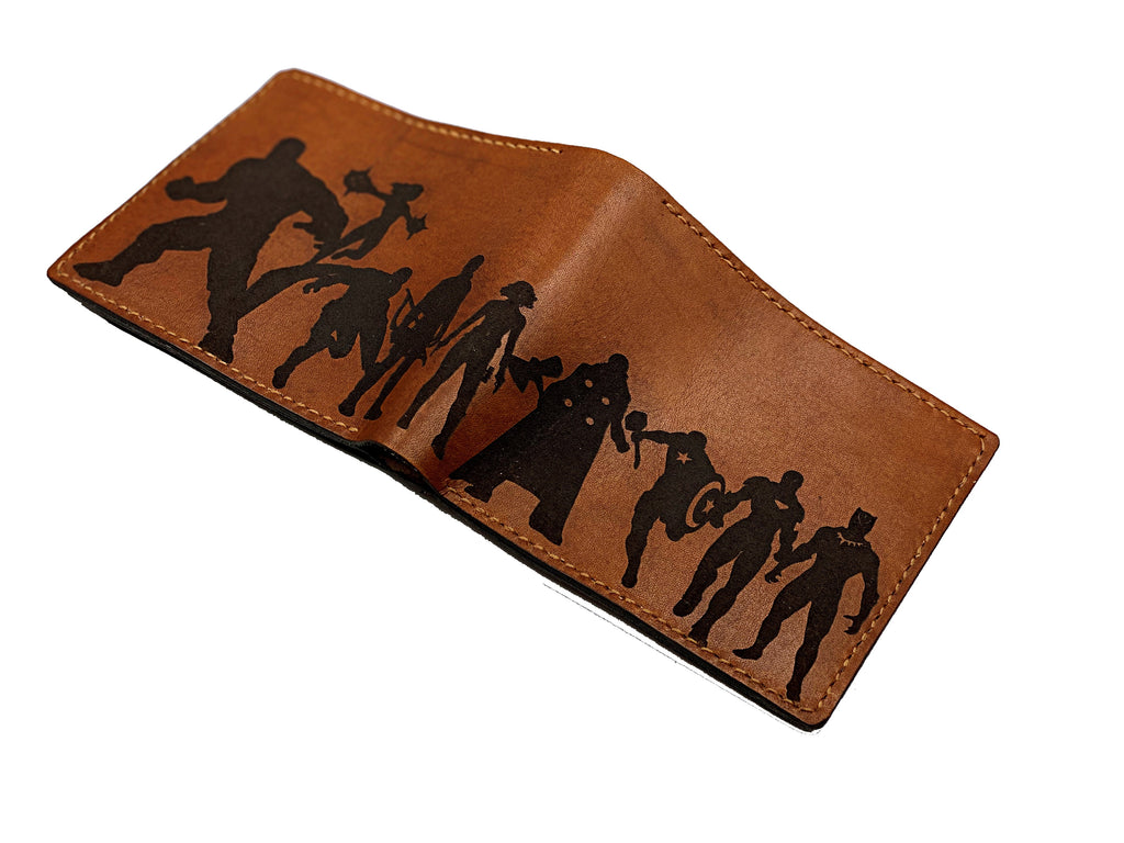 Mayan Corner - Avenger team Marvel superheroes leather handmade men's wallet, custom gifts for him, father's day gifts