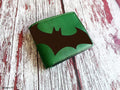 Bat logo leather men's wallet, custom engraving leather wallet, superheroes art present for boyfriend, meaningful gift for dad, husband