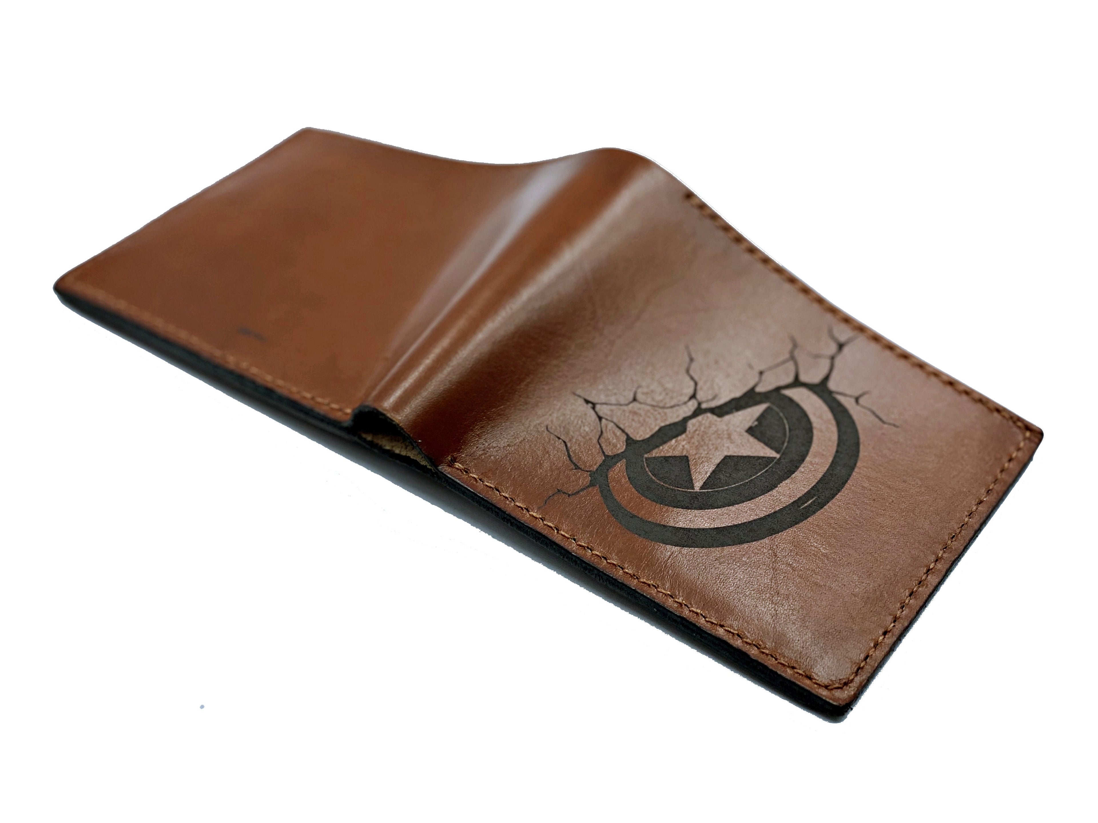 Mayan Corner - Superheroes leather handmade wallet, customized men's wallet, Leather gift ideas for men - Black Widow logo wallet