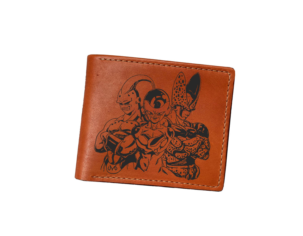 Mayan Corner - Dragon ball characters drawing leather wallet, fan art leather gift for men, wallet for boyfriend, birthday christmas present ideas - Cell android