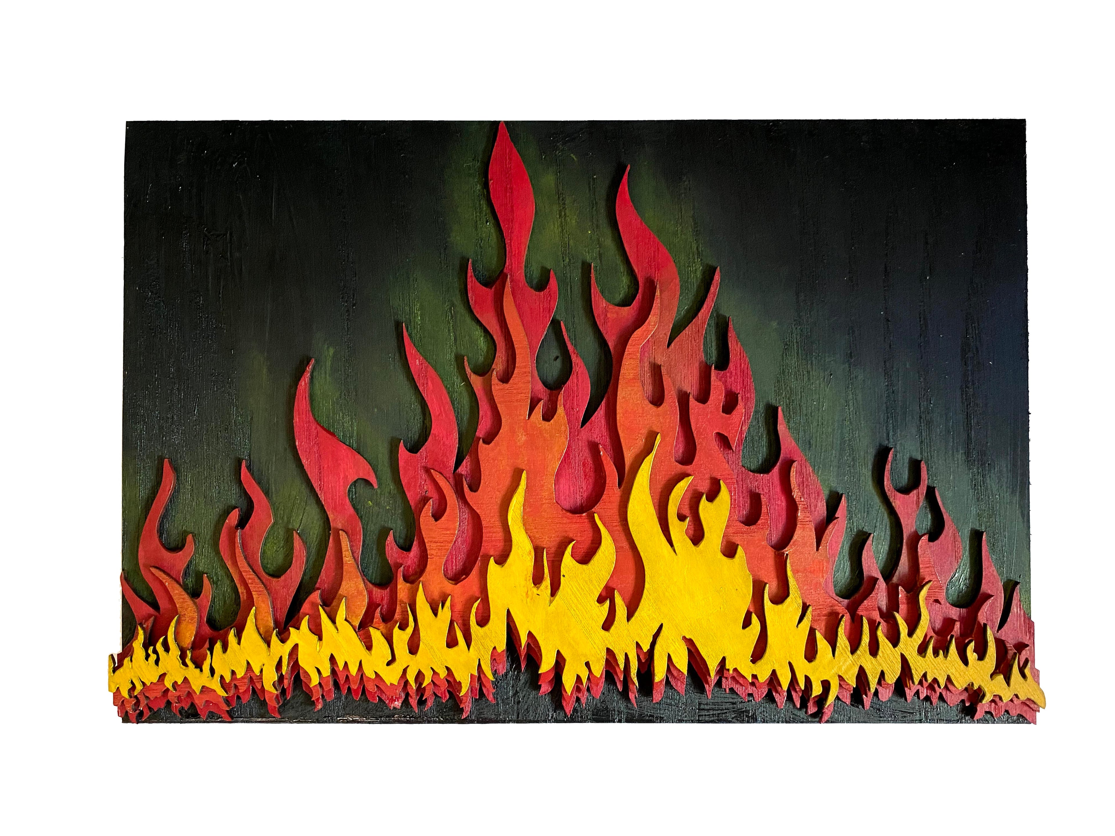 Wooden wall art home decor, Fire 3D multi layers hanging wooden picture, nature elements wall art decor, livingroom kitchen bedroom morden art