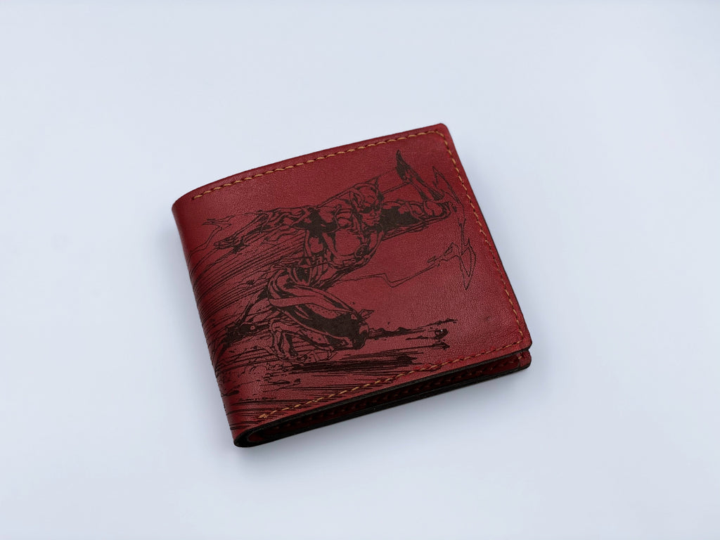 Mayan Corner - Flash Barry Allen DC superheroes leather handmade men's wallet, custom gifts for him, father's day gifts