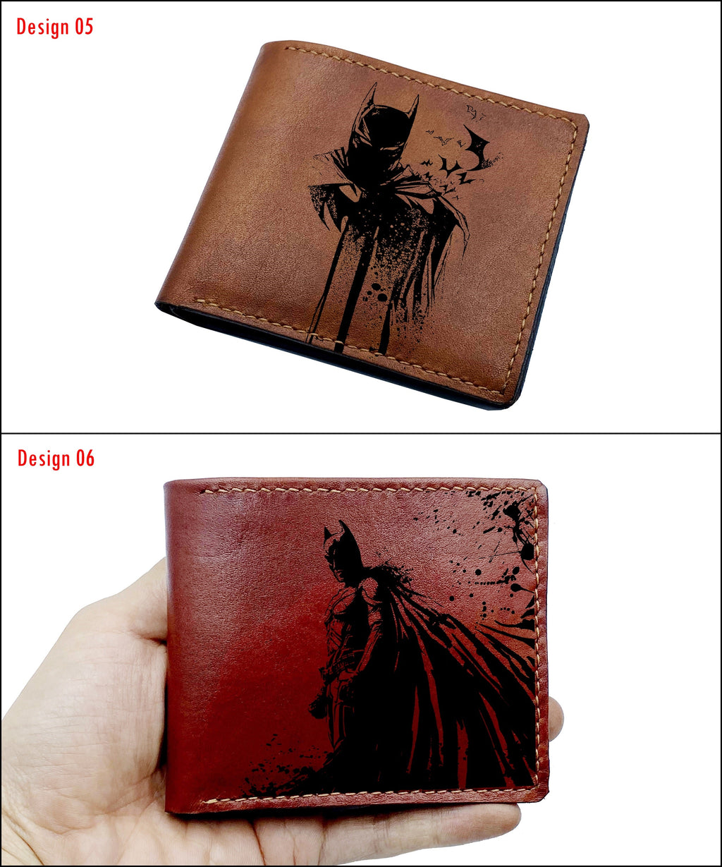 Mayan Corner - Customized leather handmade wallet, Batman superheroes men's wallet, the dark night batman gift idea for father, husband, boyfriend