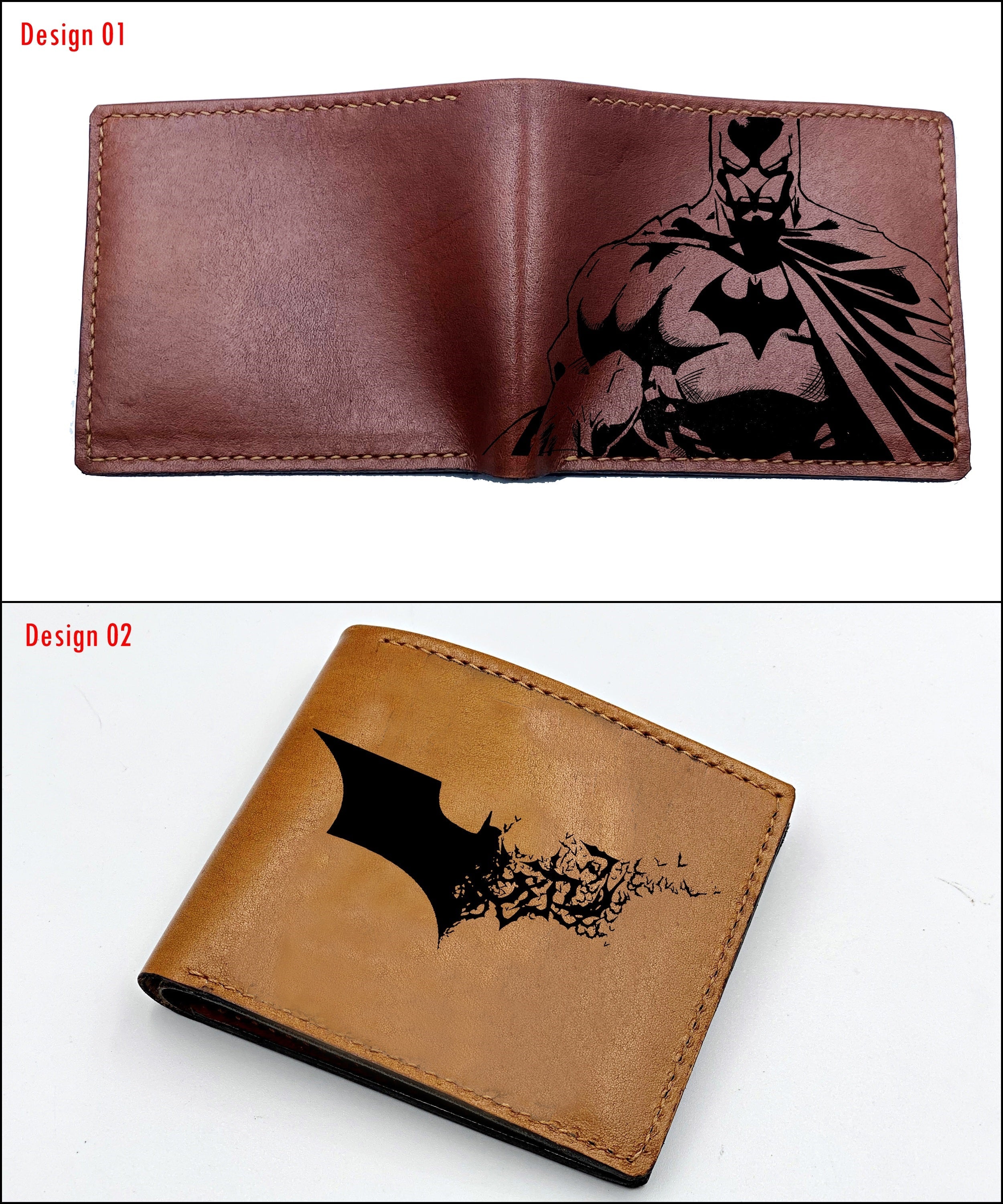 Mayan Corner - Custom batman leather wallet, engraving wallet with name initials, superheroes gift idea, special wedding present