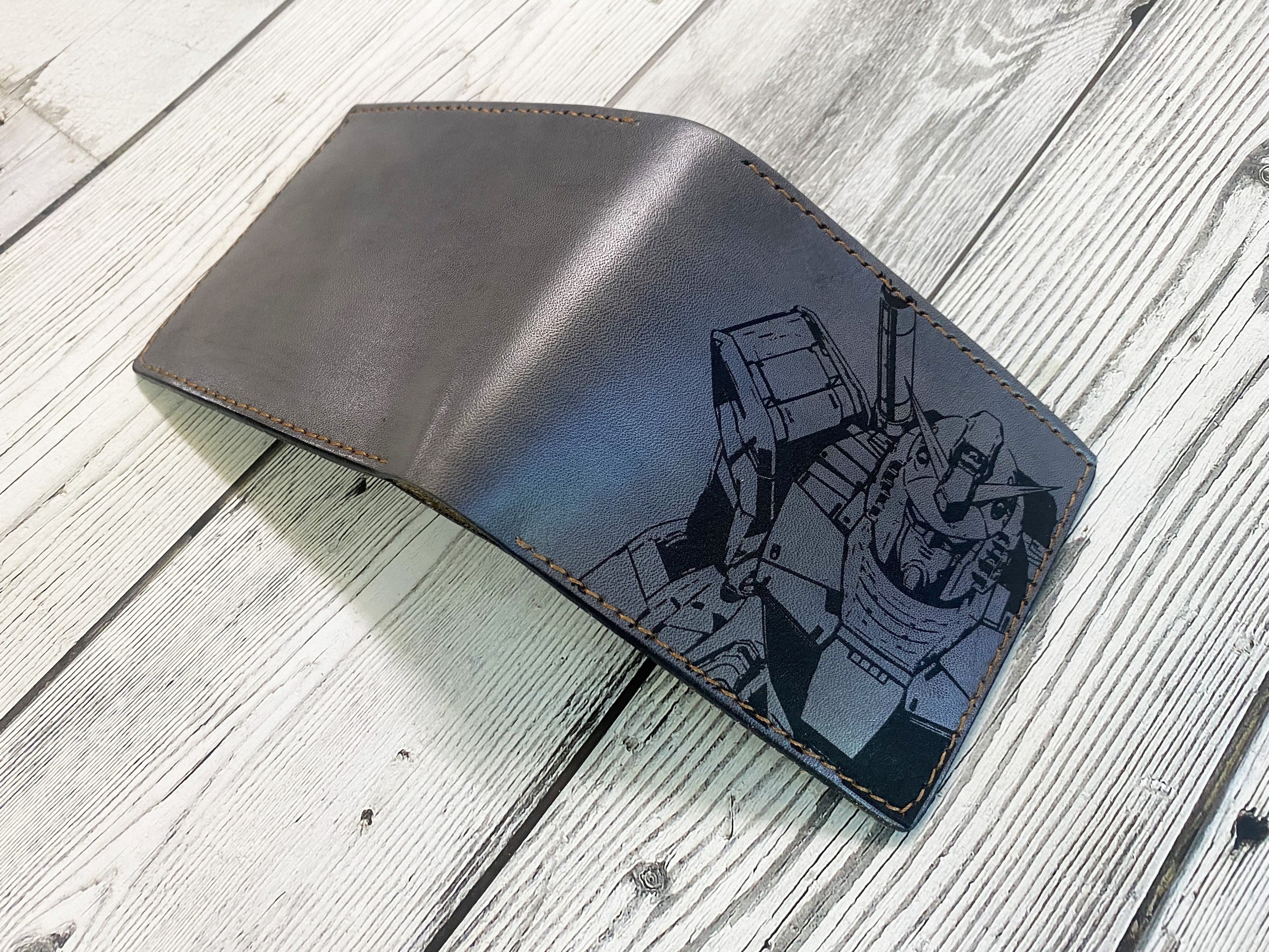 Gundam giant robots art wallet, customized mechanical android Japan wallet, anime robot gift ideas for him, fiction manga art leather gift