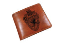 Mayan Corner - Harry Porter leather men wallet, Hogwarts houses logo engraving wallet, customized leather gift for dad, brother, husband