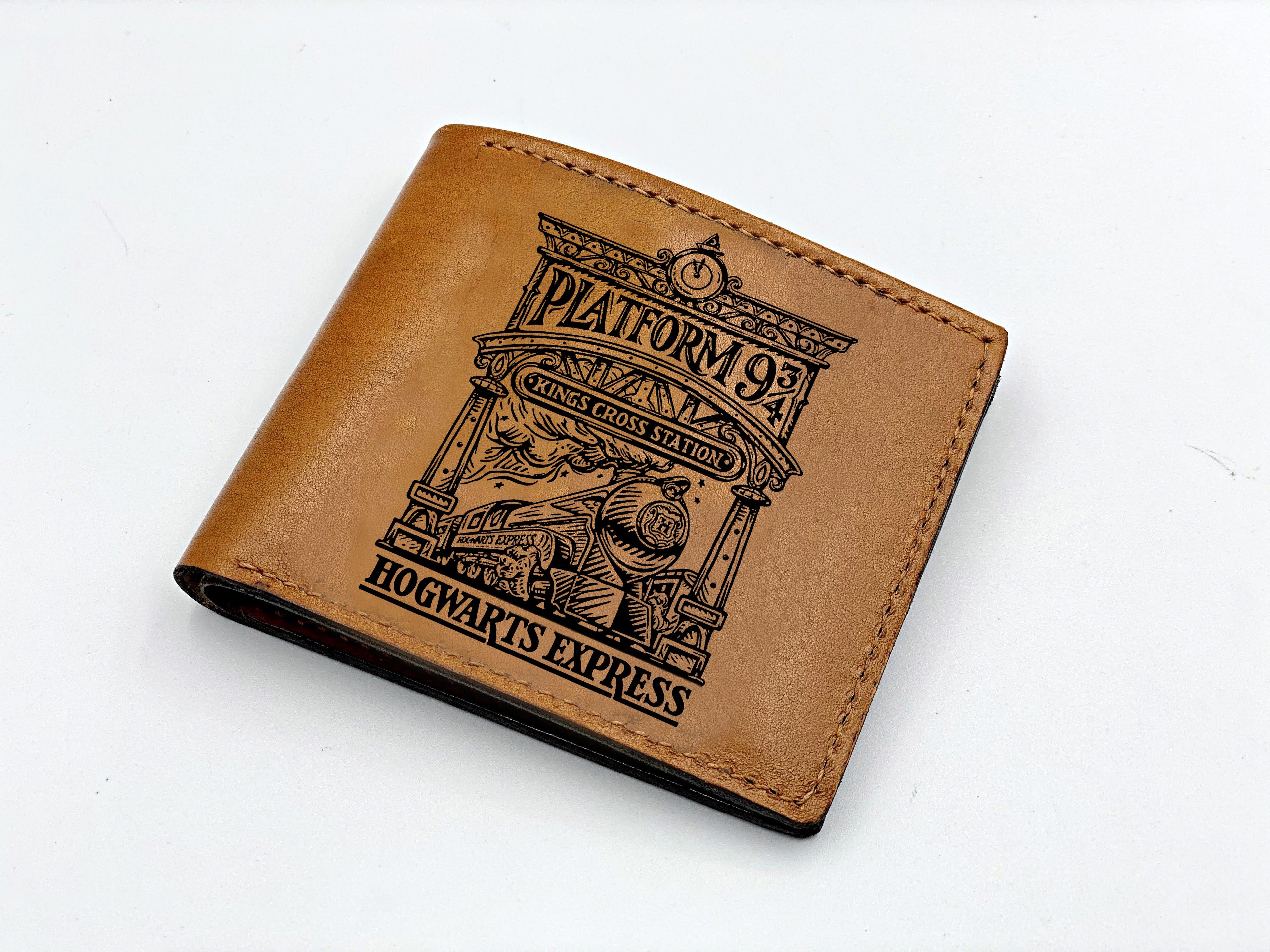 Mayan Corner - Customized leather men wallet, Harry Porter The Marauder's Map engraving wallet, wizard leather gift for him