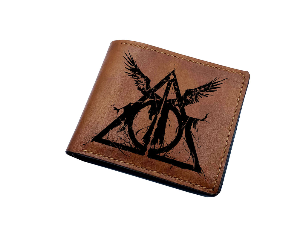 Mayan Corner - Voldemort engraving leather wallet, customized Harry Porter characters leather gifts, leather anniversary present idea for men