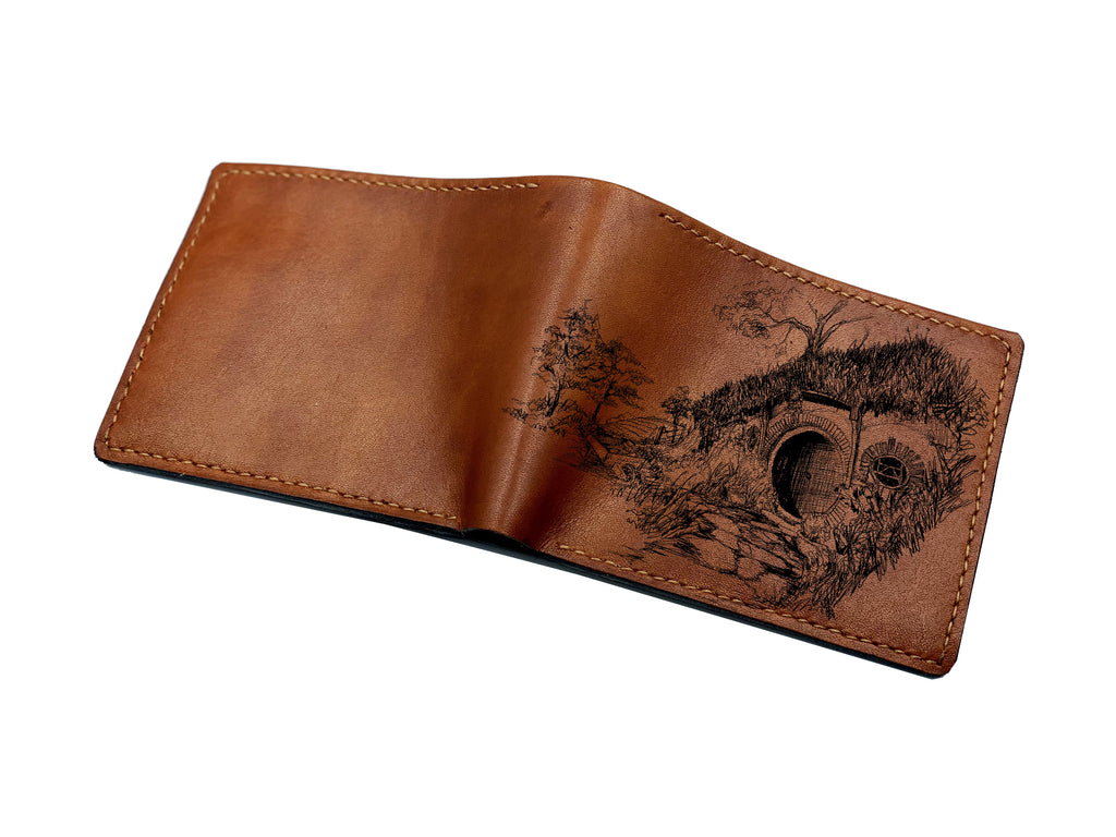 Mayan Corner - The Lord of the Rings leather handmade wallet, characters of the series, Frodo Gandalf drawing art wallet, leather gift for LOTR fan