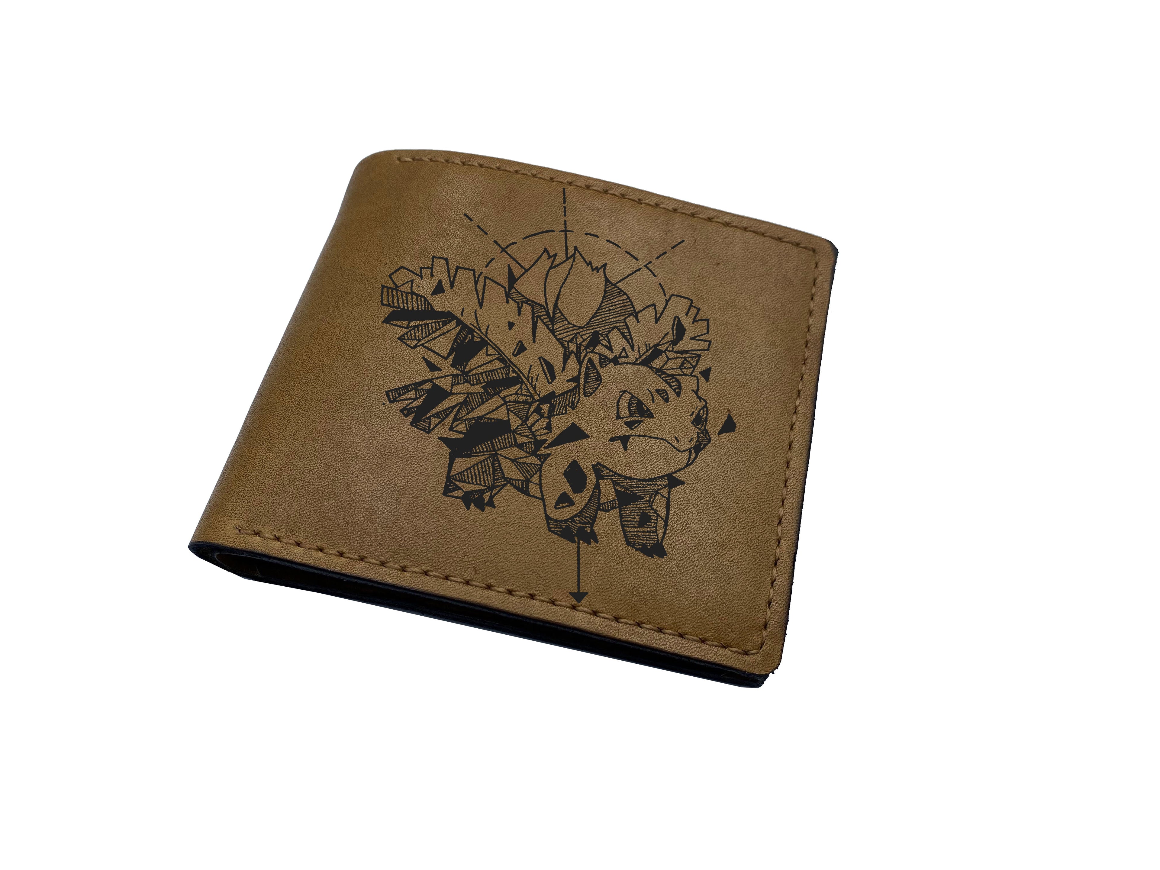 Mayan Corner - Pokemon geometric art leather wallet, customized leather gift for men, pokemon gift ideas -  Heracross PK27105