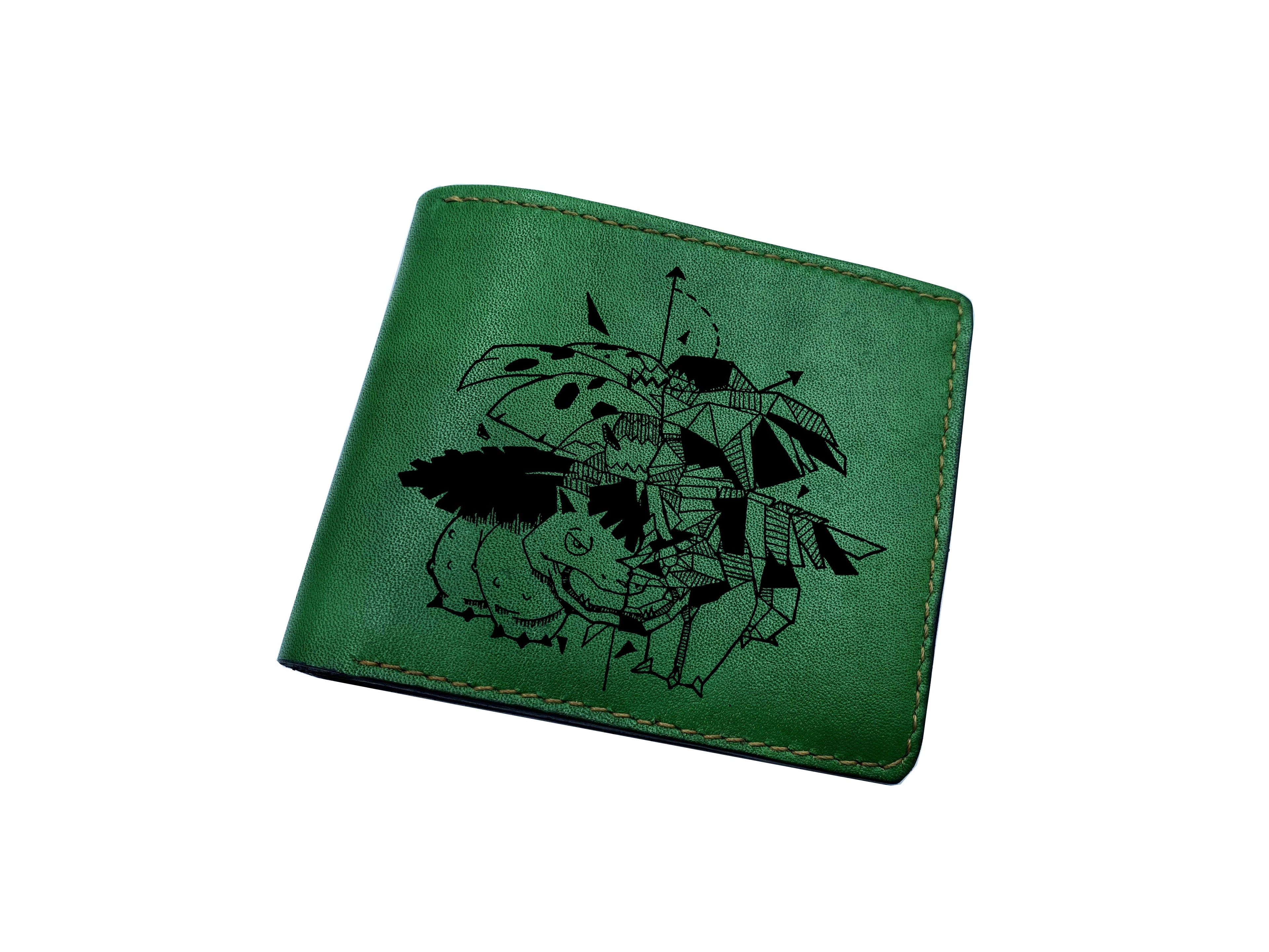 Mayan Corner - Pokemon geometric art leather handmade wallet, leather gift for dad, husband, brother - Mewtwo