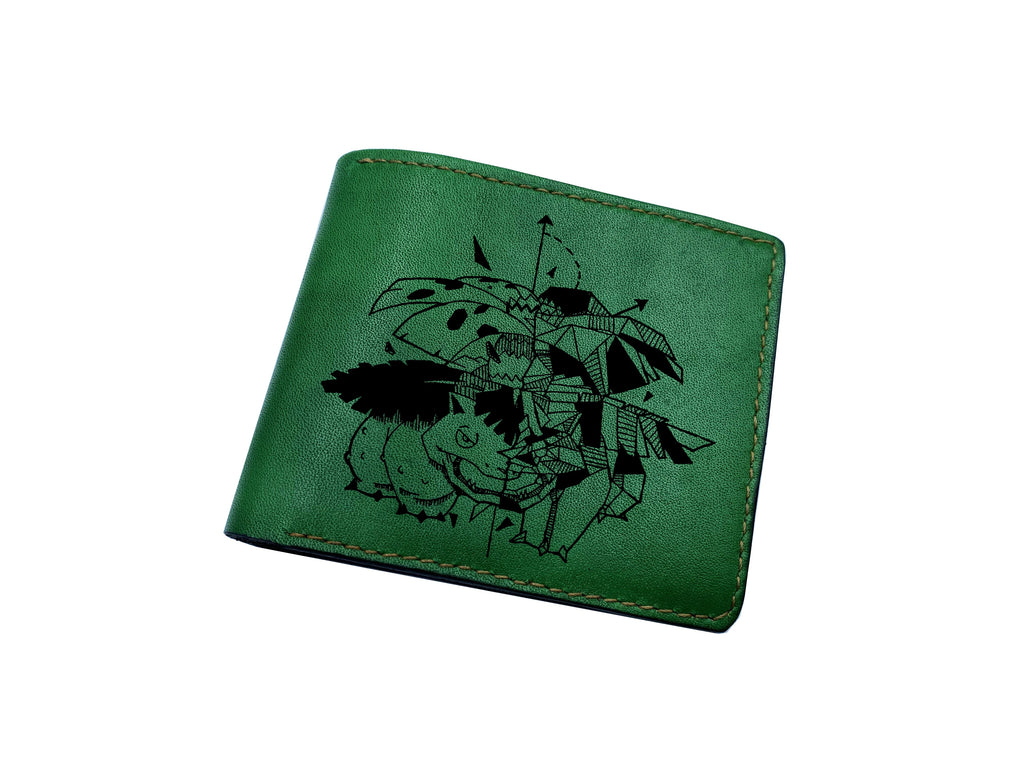 Mayan Corner - Pokemon geometric art leather handmade wallet, leather gift for dad, husband, brother - Vaporeon/Eevee evolution