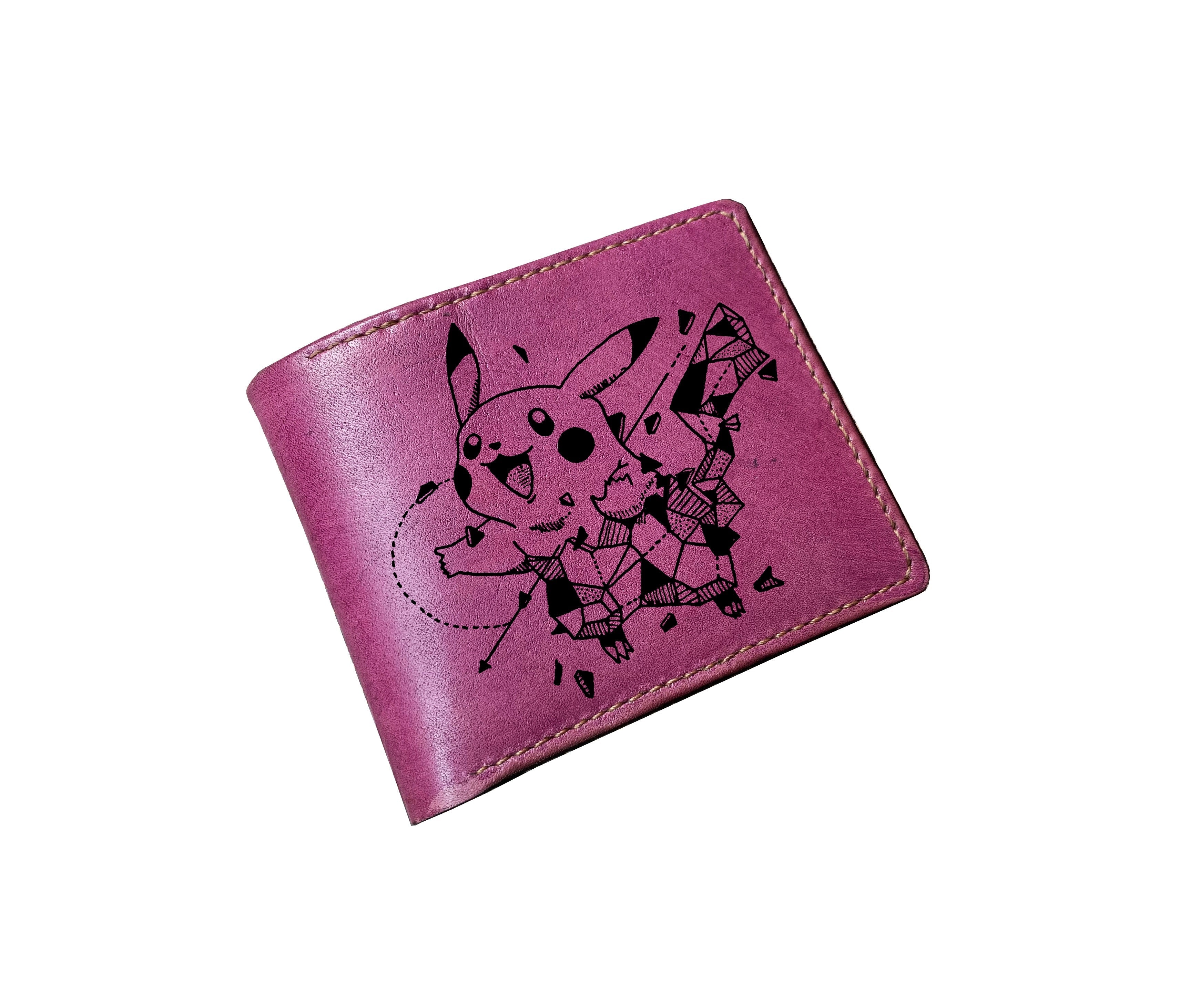 Mayan Corner - Pokemon geometric art leather handmade wallet, leather gift for dad, husband, brother - Dragonite evolution