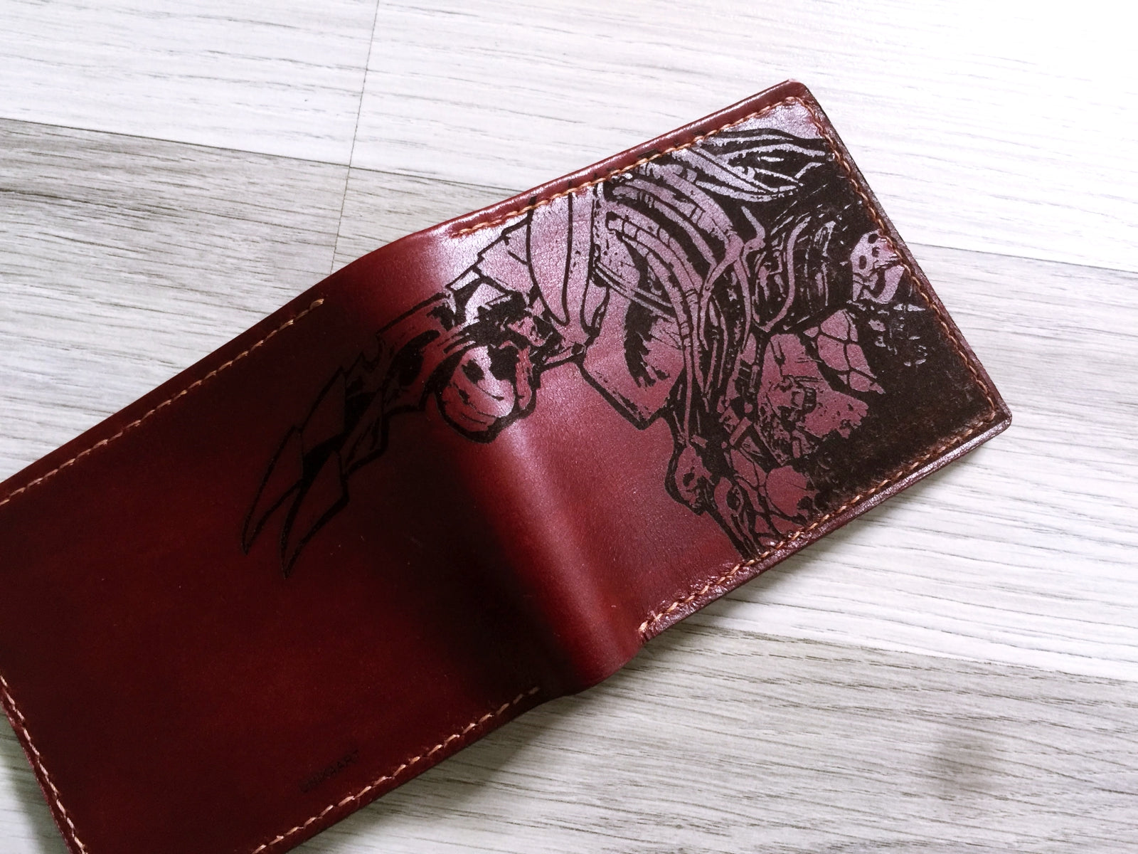Mayan Corner - Predator monster leather handmade men's wallet, custom gifts for him, father's day gifts, anniversary gift for men