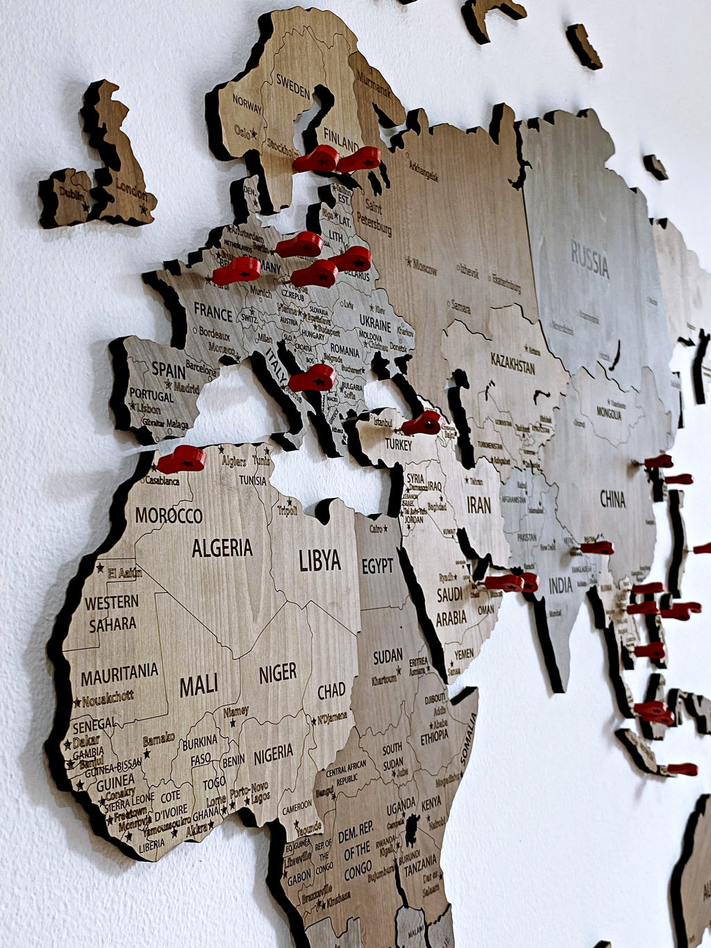 World map wooden map wall decor, wooden home decoration, wall art map, livingroom, kitchen, bedroom rustic decor - 01