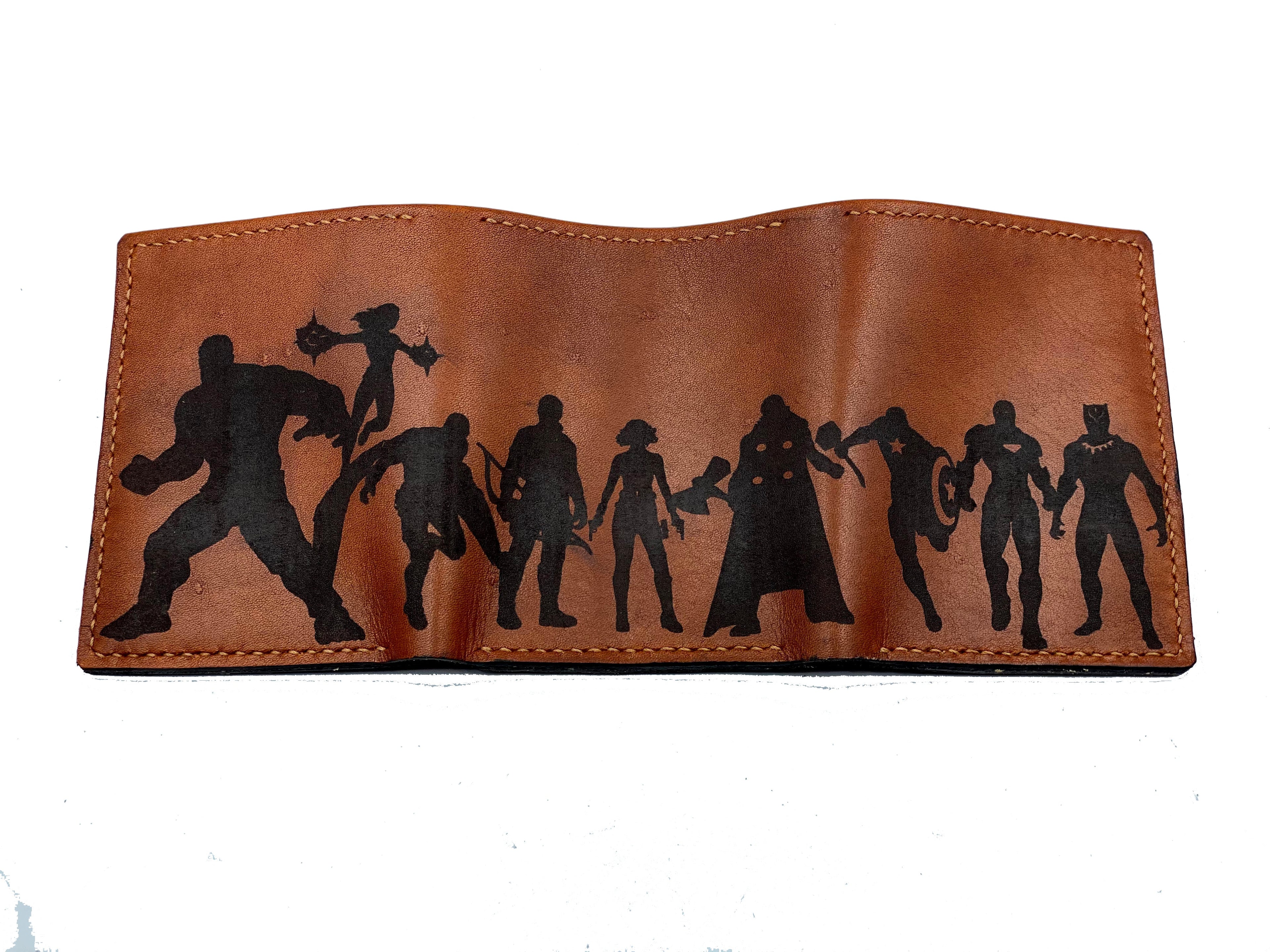 Mayan Corner - Avenger team Marvel superheroes leather handmade men's wallet, custom gifts for him, father's day gifts