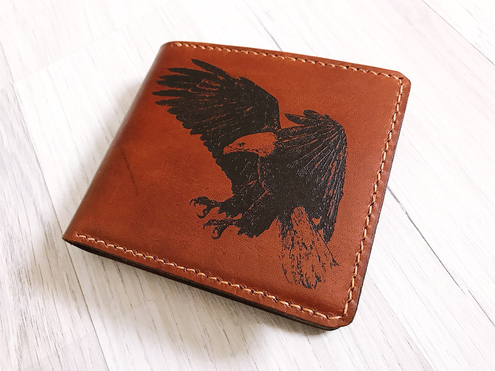 Mayan Corner - Eagle animal leather handmade men's wallet, custom gifts for him, father's day gifts, anniversary gift for men