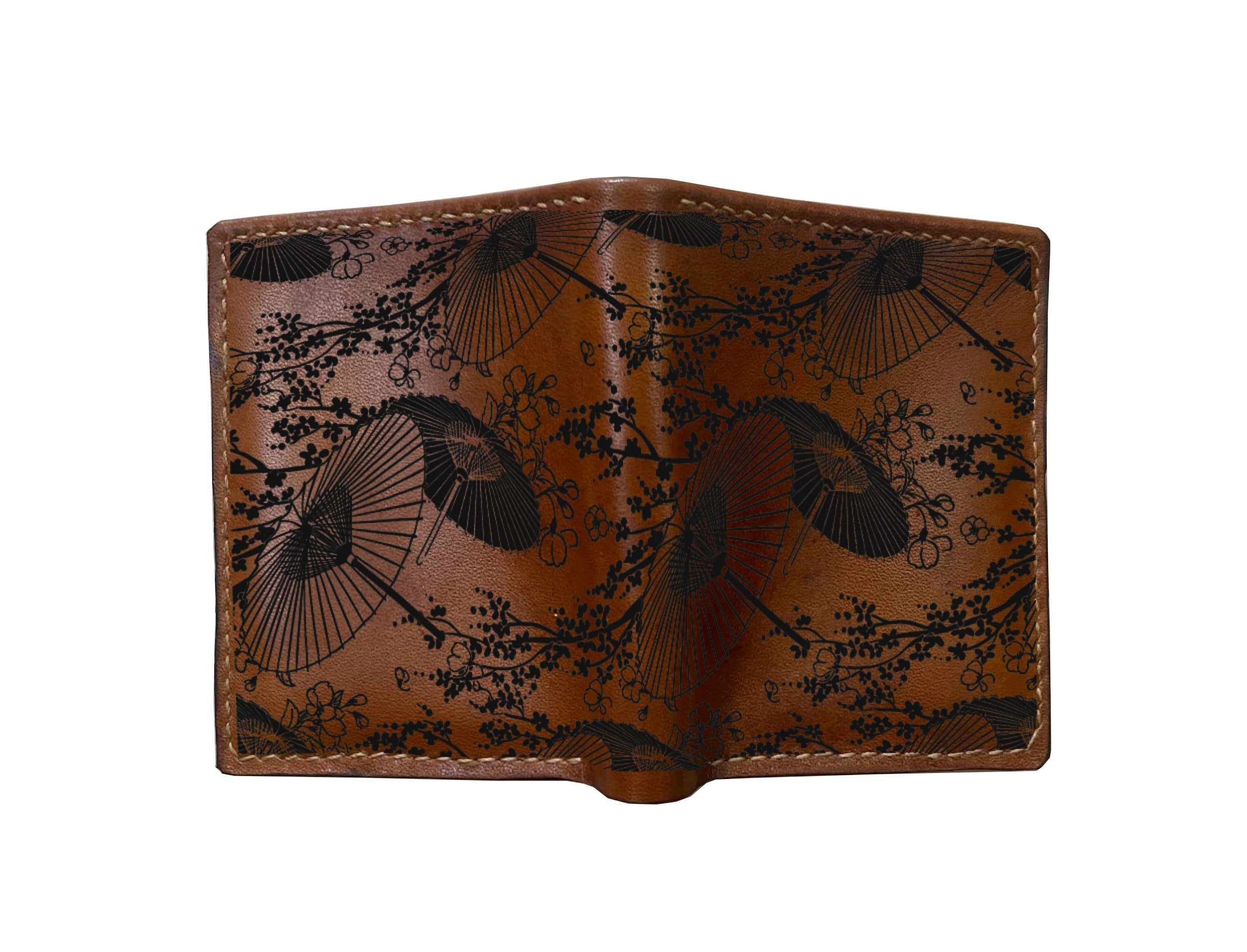 Mayan Corner - Customized leather handmade wallet, japanese pattern art wallet, flying cranes bird wallet, leather anniversary gift for husband, boyfriend
