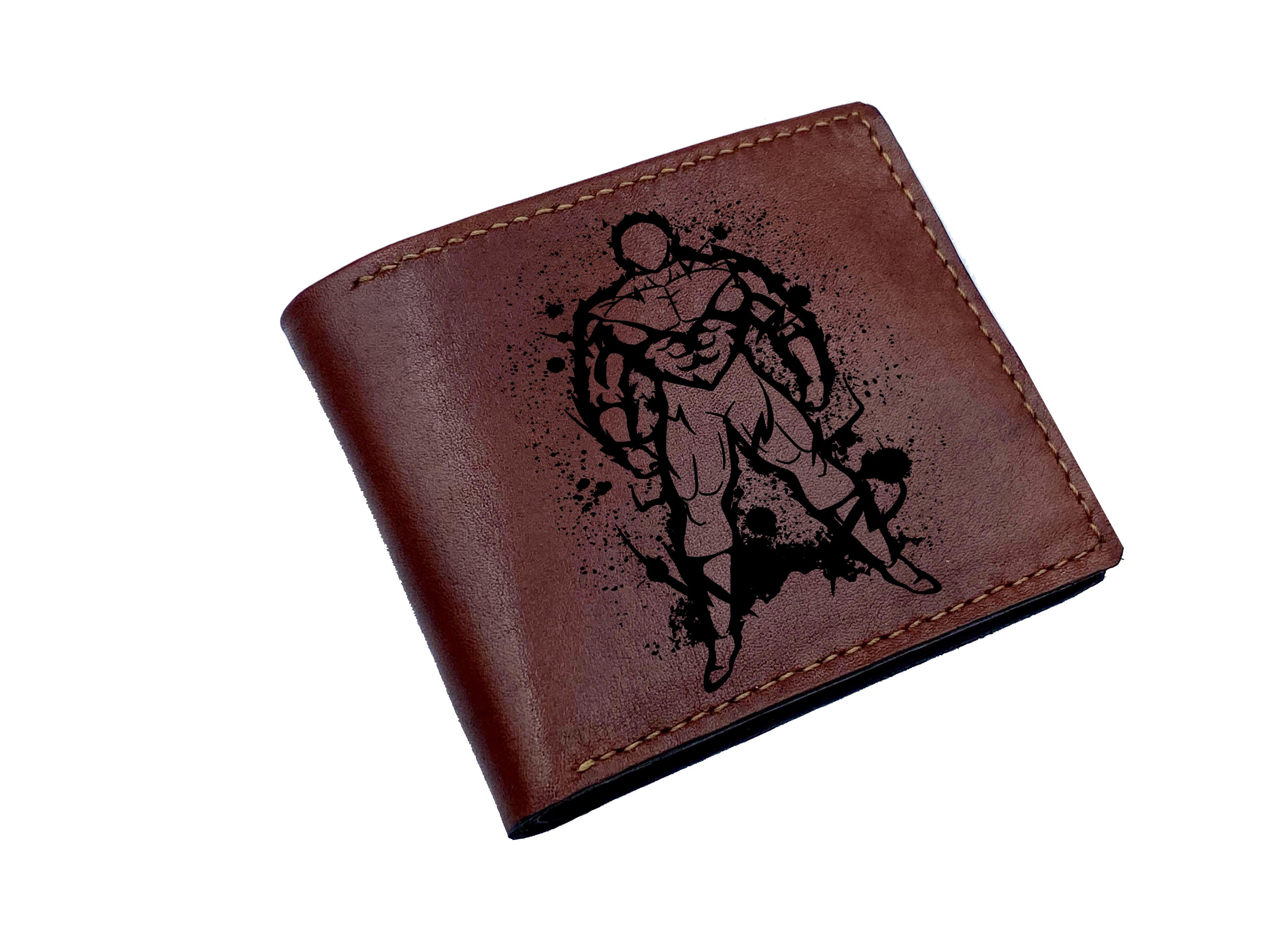 Mayan Corner - Super saiyan transform art, custom leather men wallet, son goku dragon ball wallet, leather gift for him, anime characters present