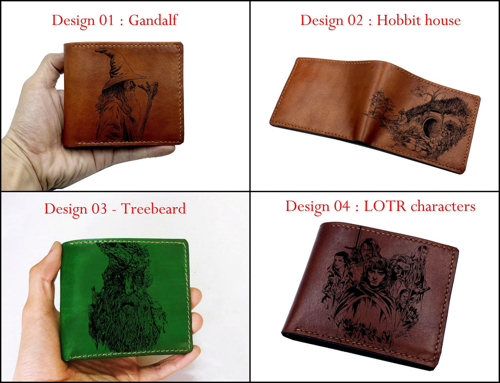 Mayan Corner - The Lord of the Rings leather handmade wallet, The Treebeard of Fangorn Forest potrait, leather gift for husband, wallet for dad, boyfriend