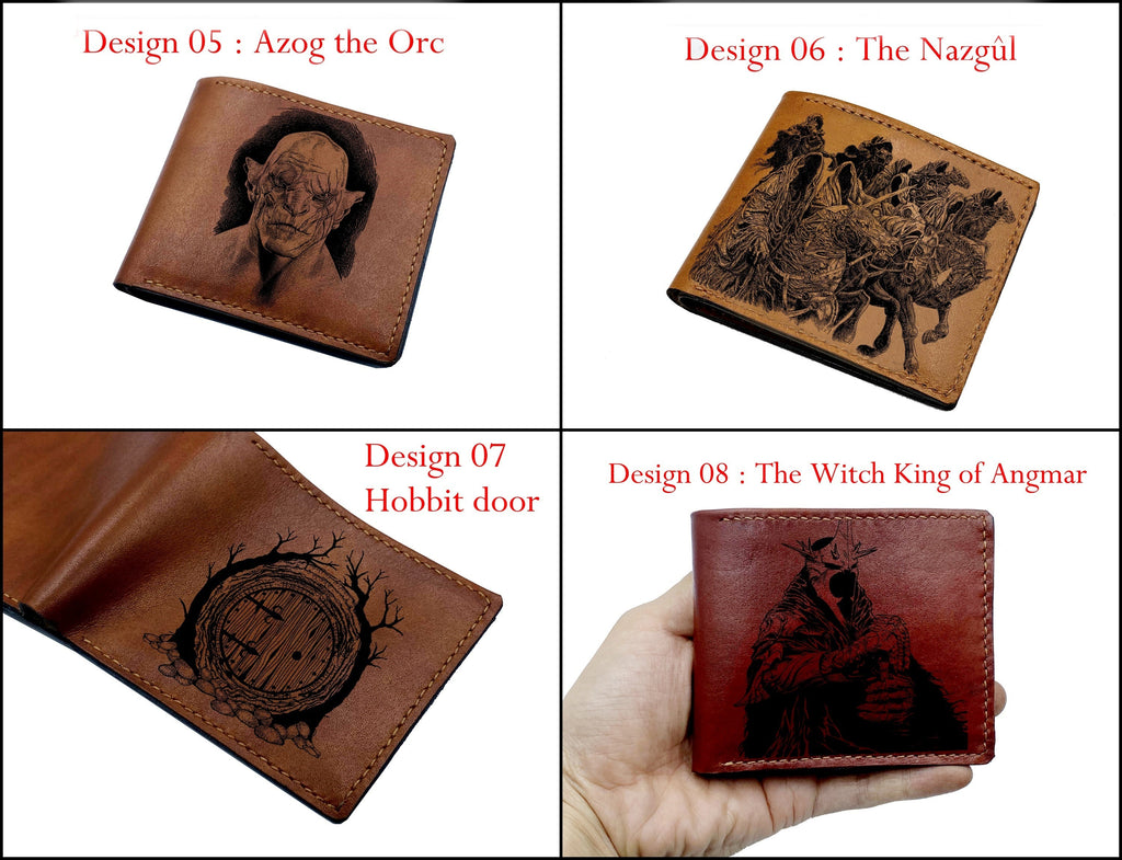 Mayan Corner - The Lord of the Rings leather handmade wallet, Gandalf the White wizard leather wallet, LOTR leather anniversary gift idea for husband, father, brother