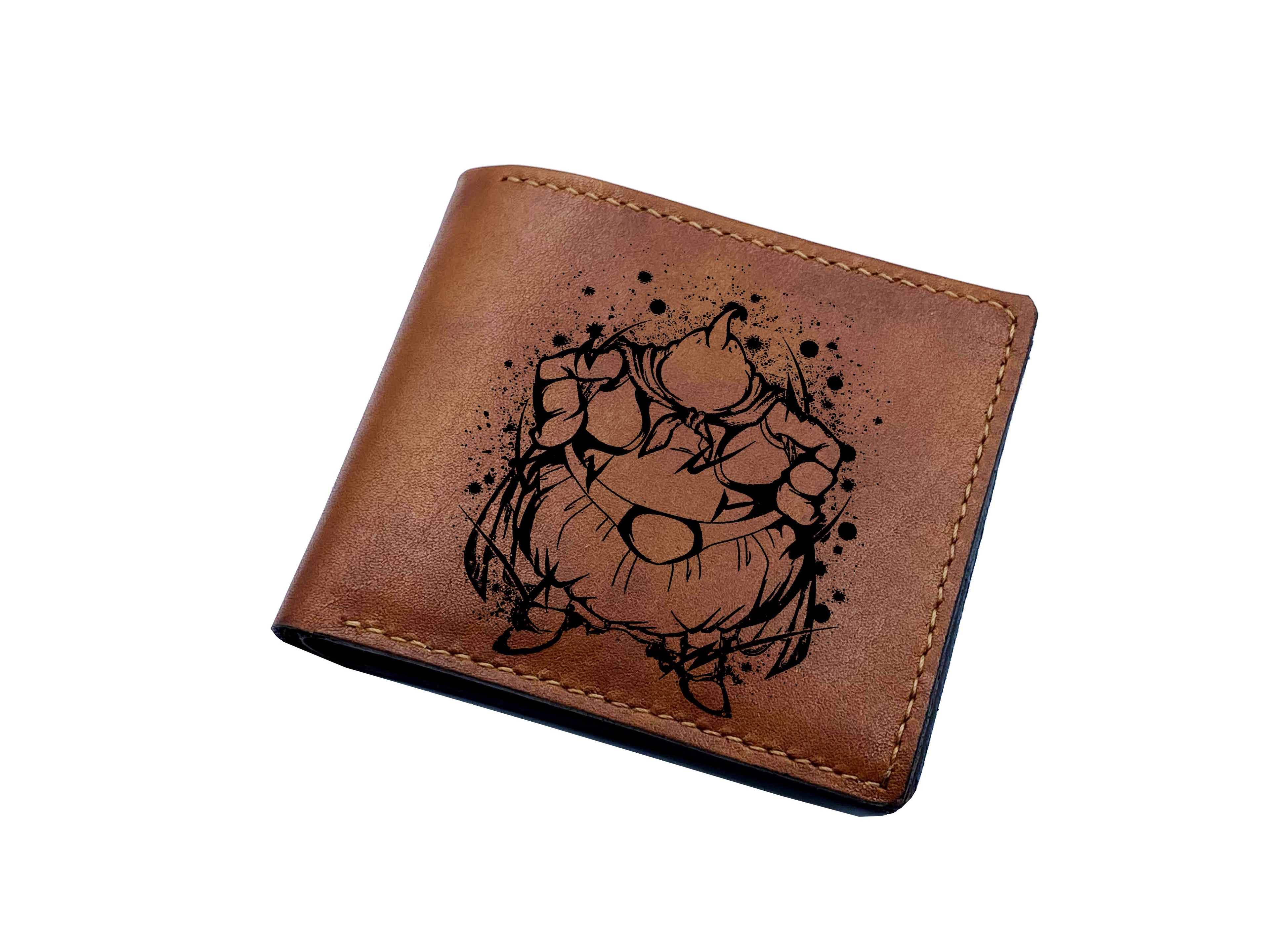 Mayan Corner - Freiza golden form leather wallet, customized dragon ball wallet, dragon ball leather gift for husband, cool gift for dad, super villain leather wallet