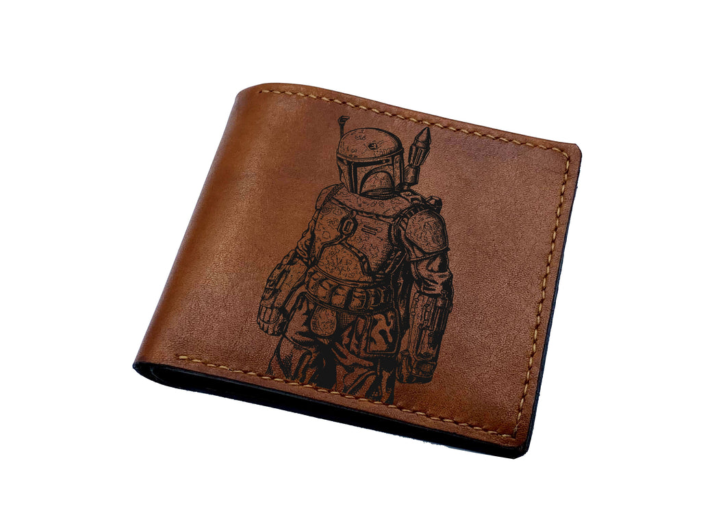 Personalized Mandalorian hunter leather wallet, Starwars leather gift for men, Bounty Hunter Mandalorian series present, christmas gift ideas