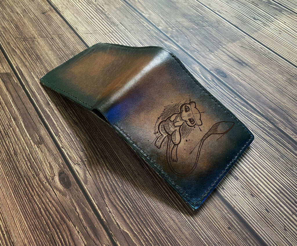 Mew Mythical Pokemon art leather wallet, Legendary pokemon gift ideas, Mew cat pokemon drawing, wallet for him, customized gift for boy