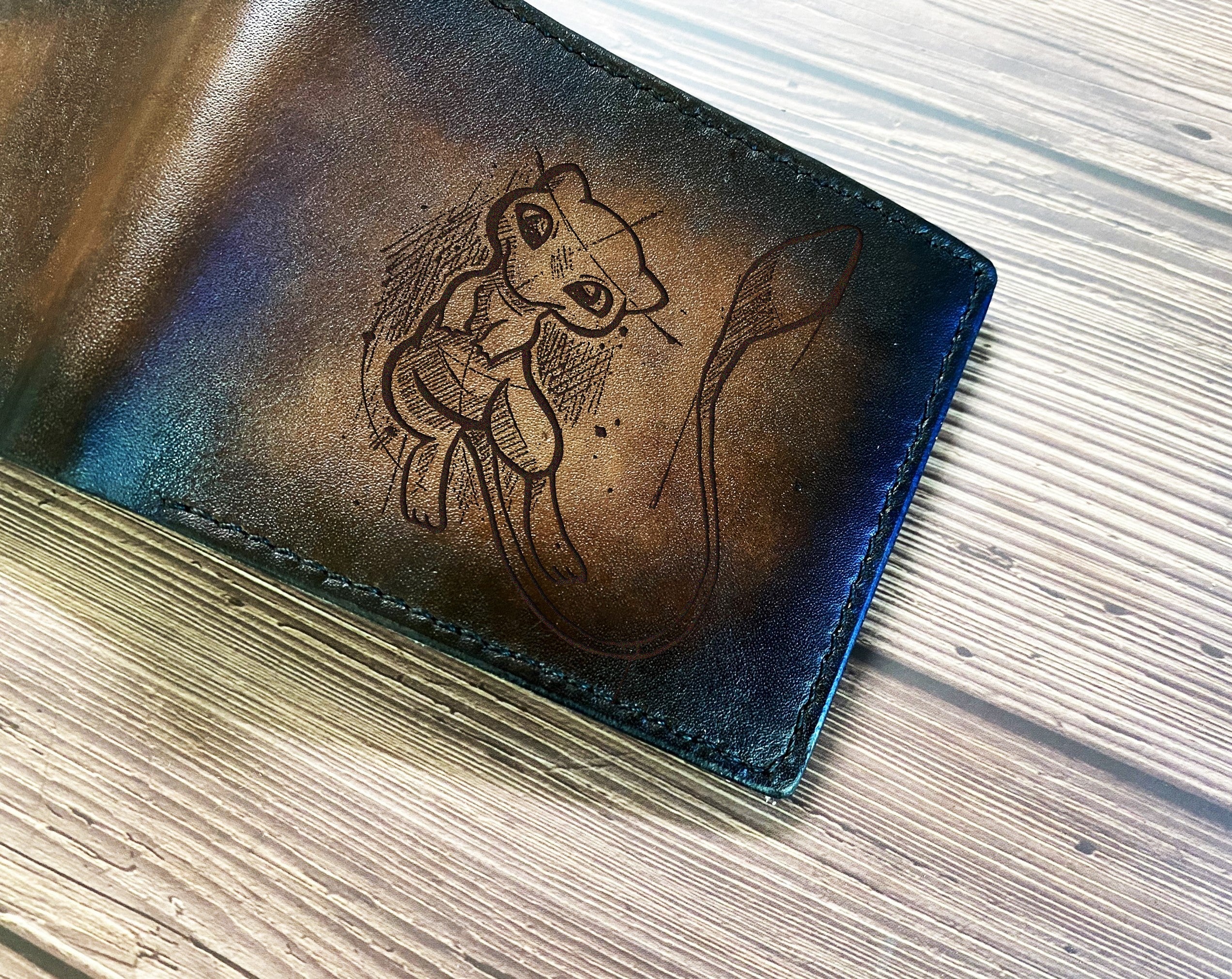 Mew Mythical Pokemon art leather wallet, Legendary pokemon gift ideas, Mew cat pokemon drawing, wallet for him, customized gift for boy