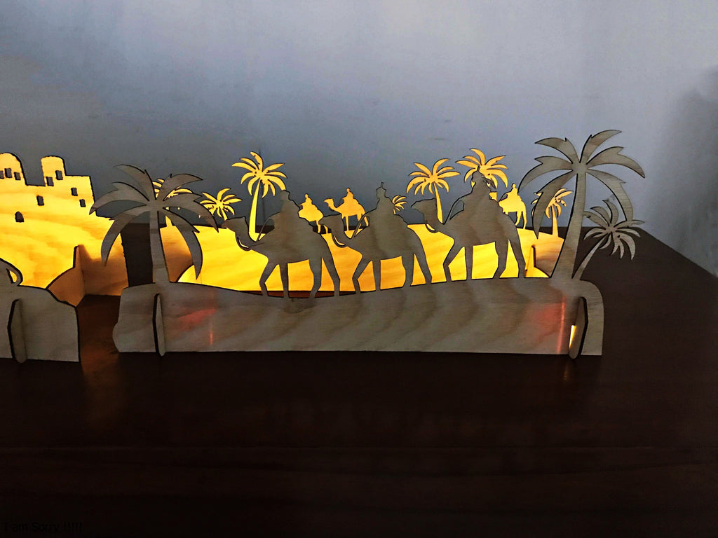 Nativity Scene Wooden Decorations, Fireplace Mantel Decorating, Mantelpiece ideas, Christmas light Nativity Scene Xmas night Window Wooden ornaments