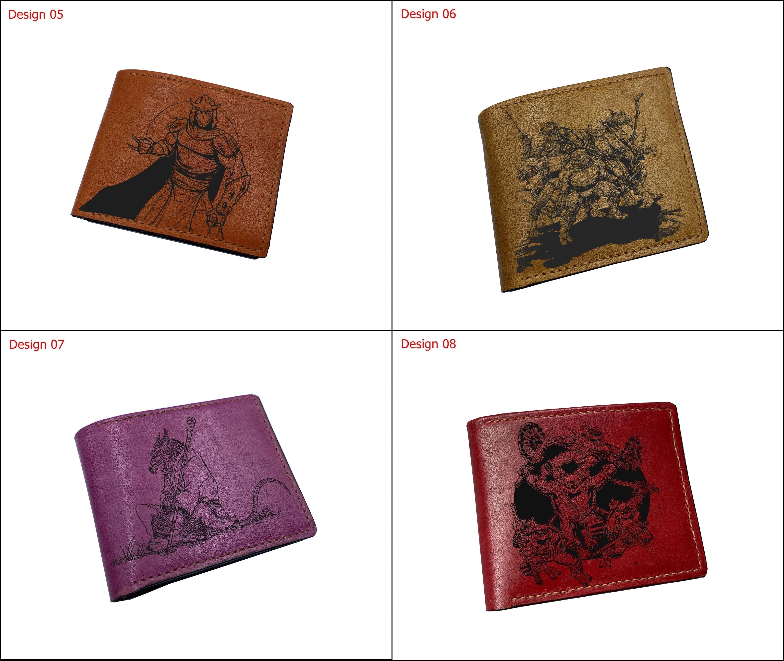 Mayan Corner - Personalized genuine leather handmade wallet, leather gift ideas for him, ninja turtle leather art wallet - 01112214