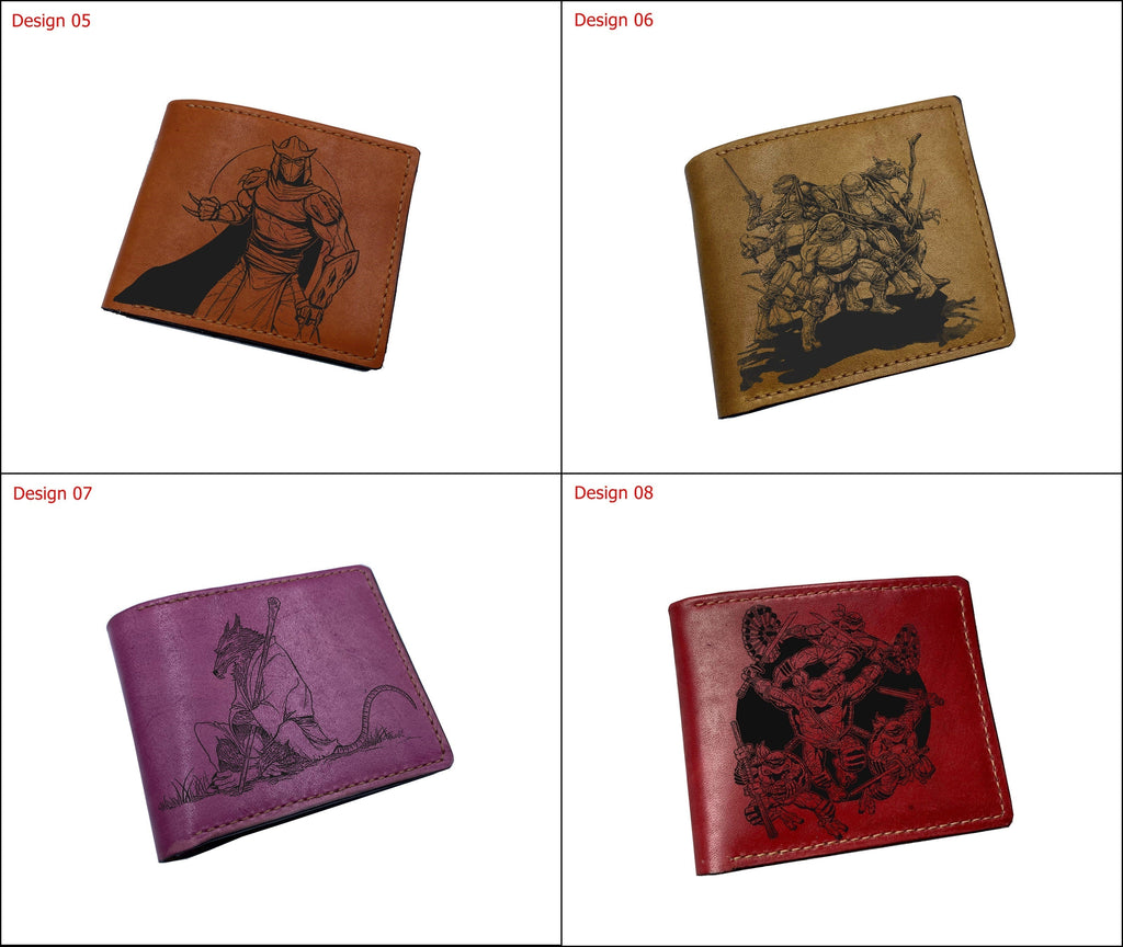 Mayan Corner - Personalized genuine leather handmade wallet, leather gift ideas for him, ninja turtle leather art wallet - master splinter - 01112213
