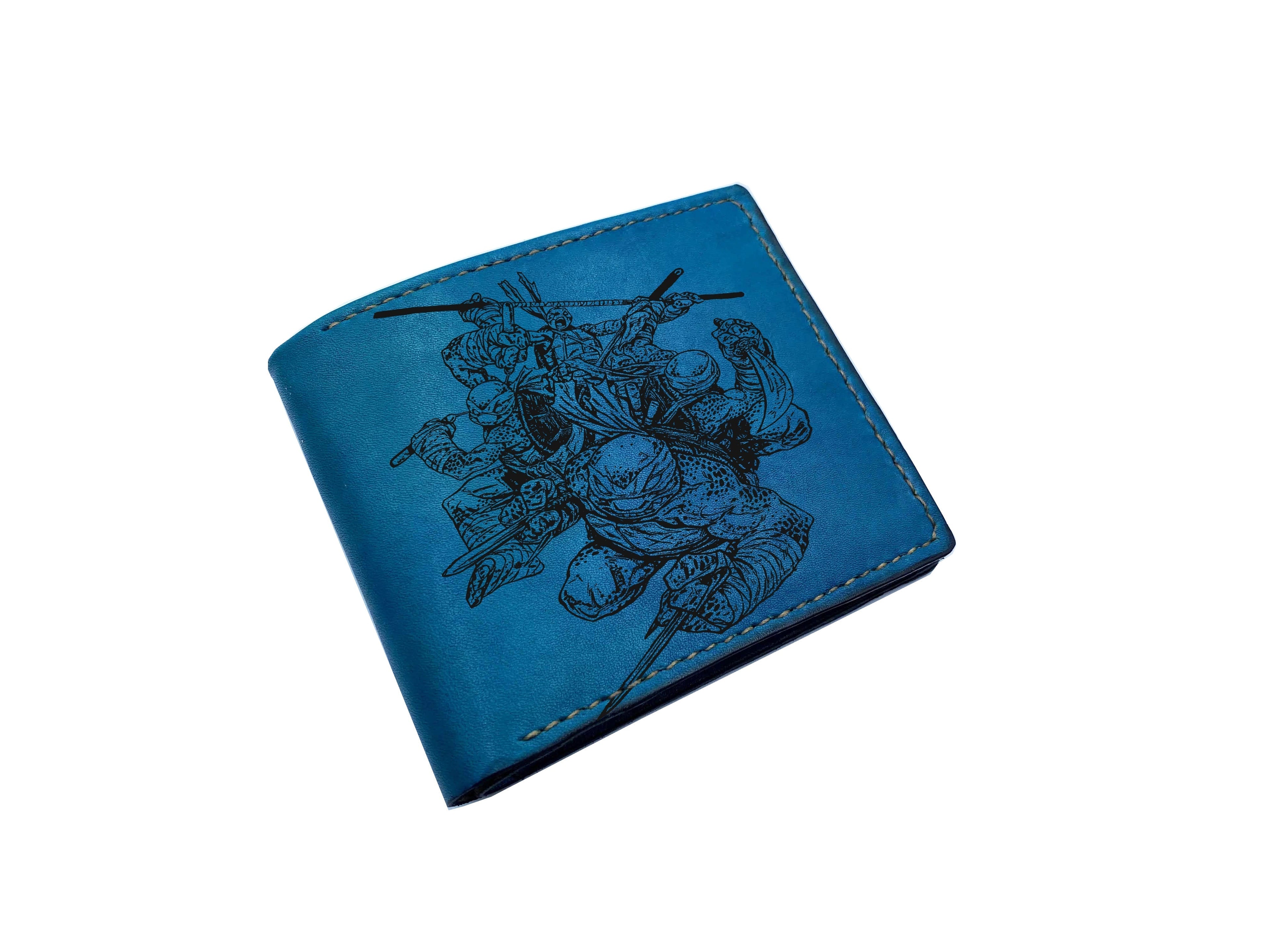 Mayan Corner - Personalized genuine leather handmade wallet, leather gift ideas for him, ninja turtle leather art wallet - Shredder - 01112212
