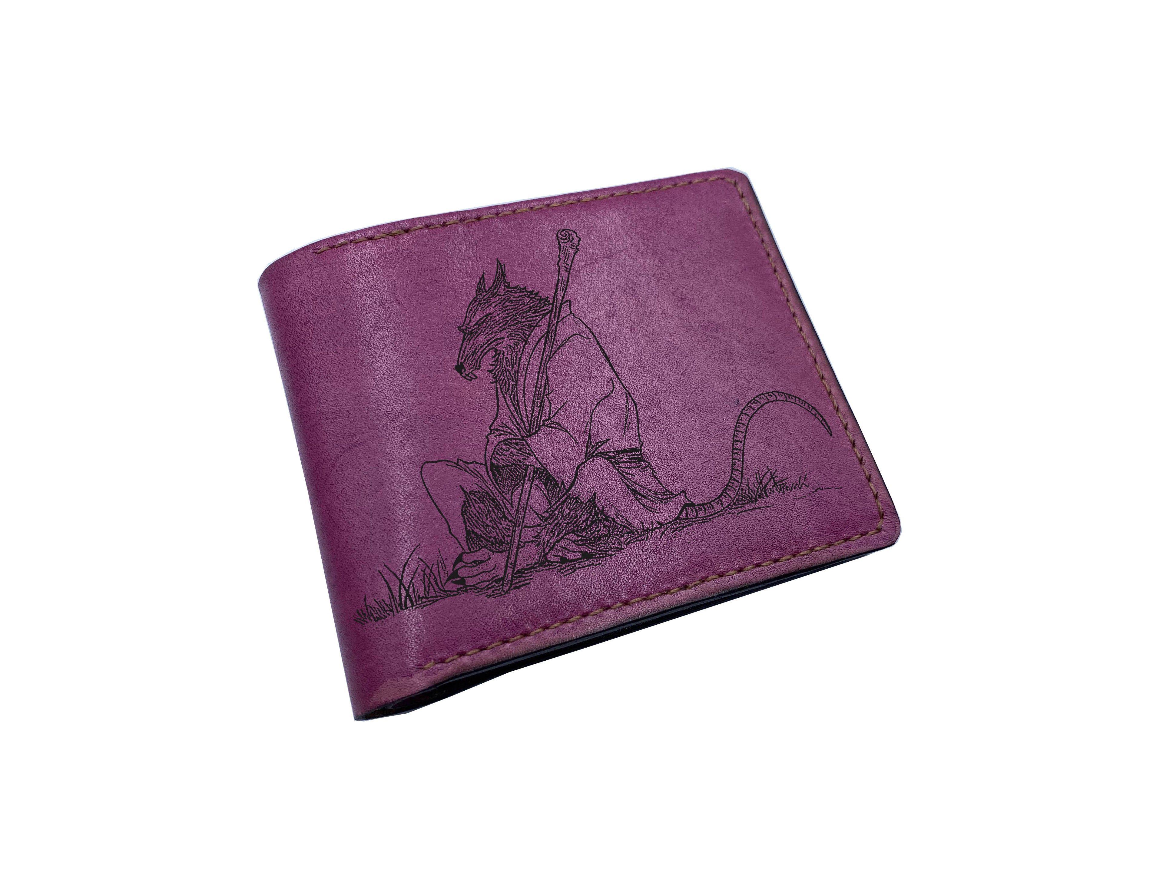 Mayan Corner - Personalized genuine leather handmade wallet, leather gift ideas for him, ninja turtle leather art wallet - master splinter - 01112213