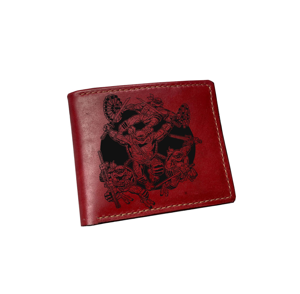 Mayan Corner - Personalized genuine leather handmade wallet, leather gift ideas for him, ninja turtle leather art wallet - 01112214