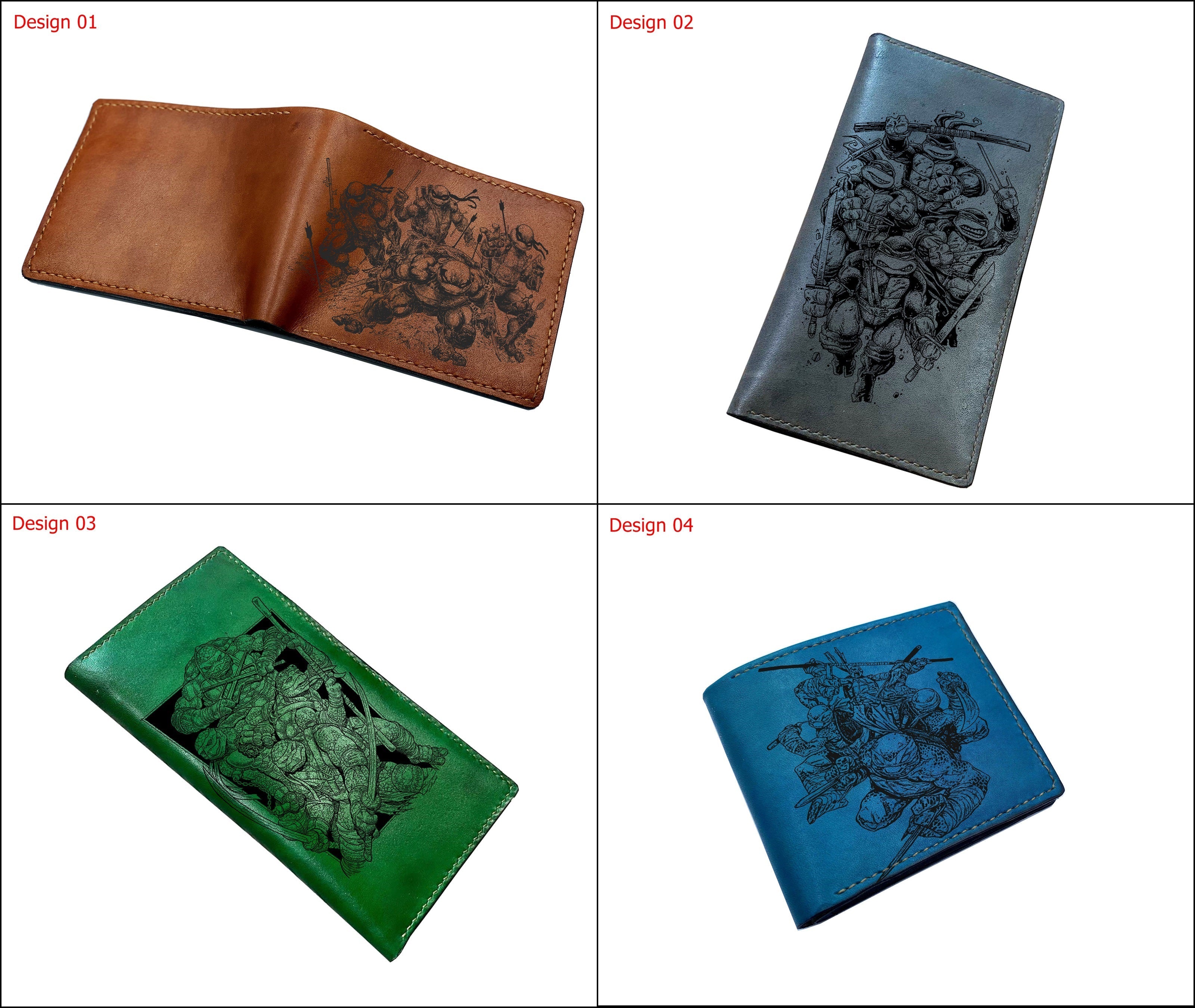 Mayan Corner - Personalized genuine leather handmade wallet, leather gift ideas for him, ninja turtle leather art wallet - Shredder - 01112212