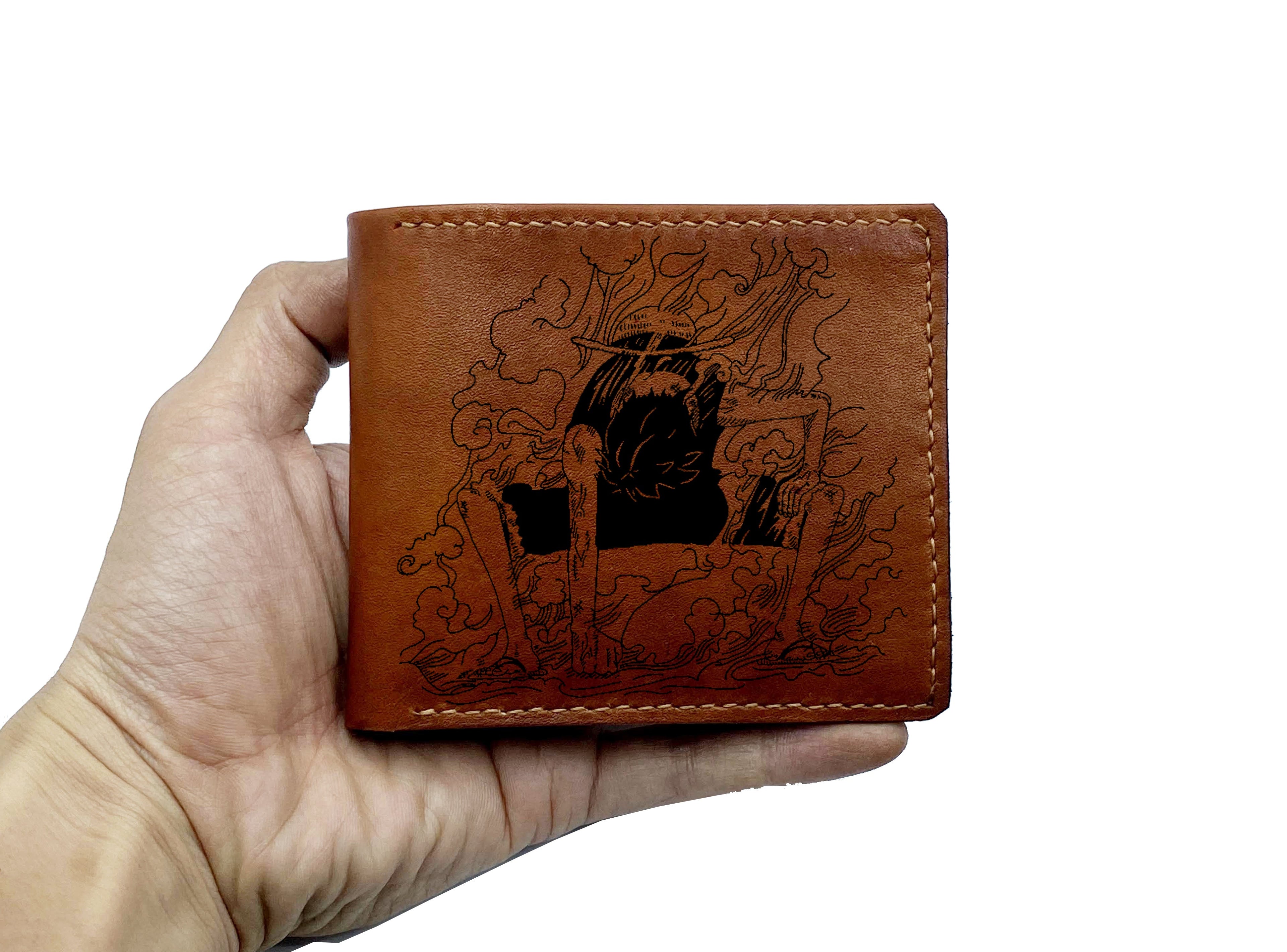 Mayan Corner - One Piece anime leather wallet, bifold anime wallet, custom leather gift for boyfriend, cool wallet for father, husband