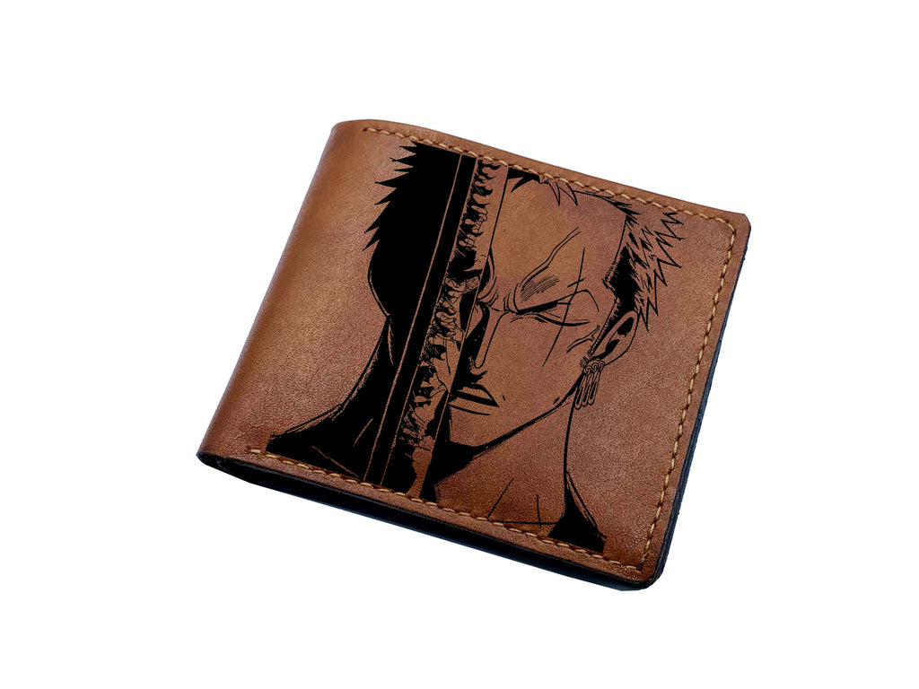 Personalized leather handmade wallet, anime pattern gift, One Piece leather men's wallet, leather anniversary gift idea for brother, husband, boyfriend