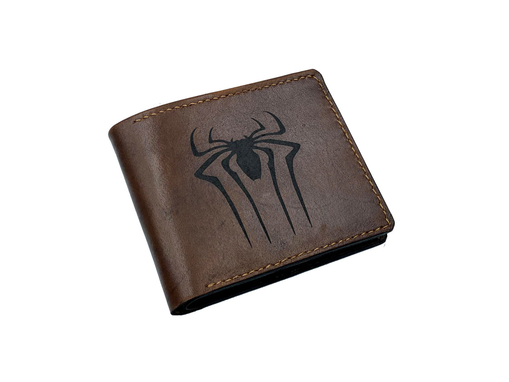 Mayan Corner - Superheroes leather handmade wallet, customized men's wallet, Leather gift ideas for men - Black Widow logo wallet