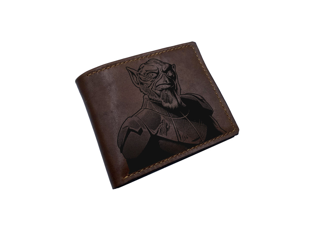 Genuine handmade leather wallet, premium leather gift ideas for men, Starwars characters art drawing, valentine gift ideas for boyfriend