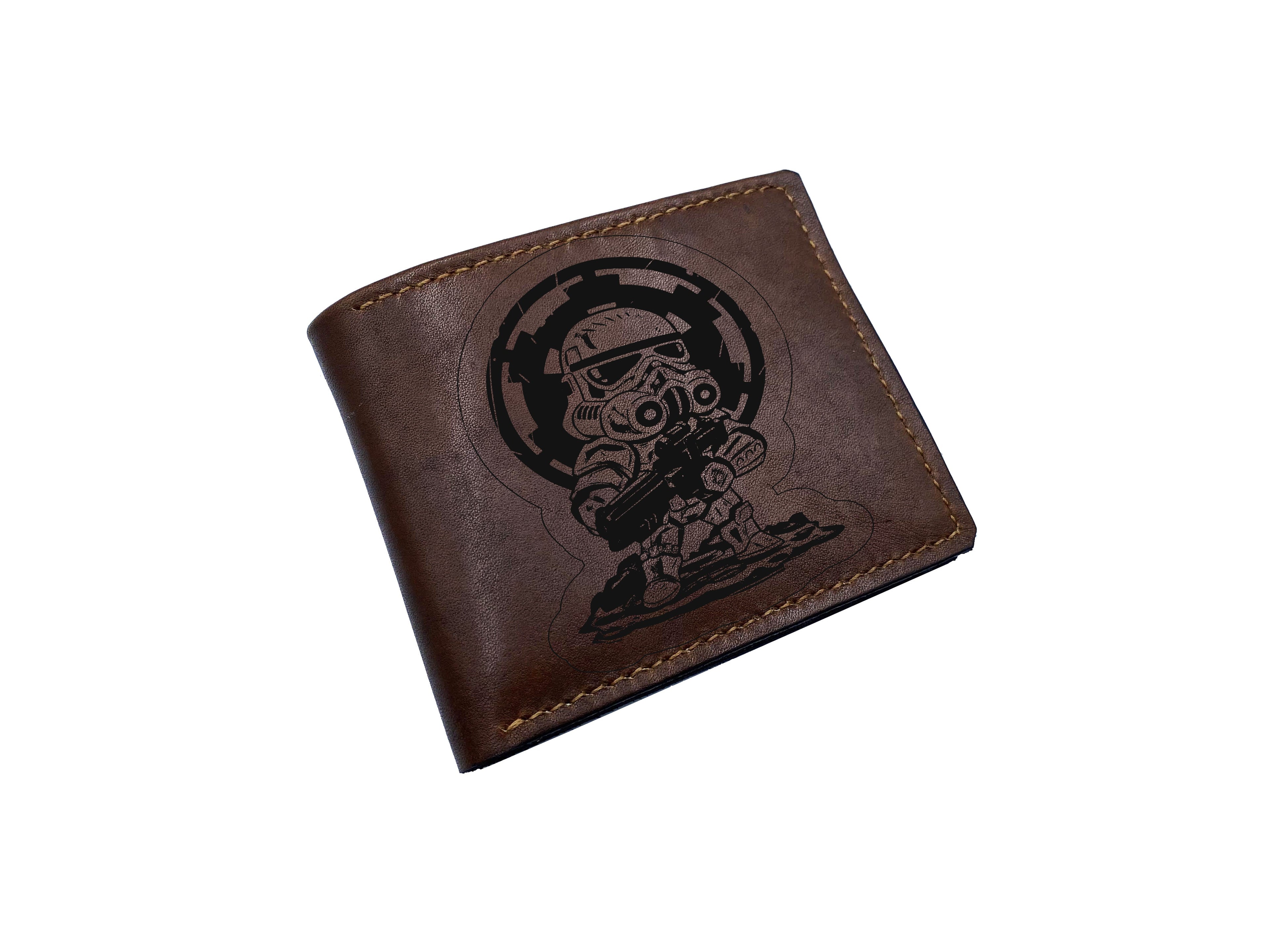 Starwars leather handmade wallet, starwars characters modern art, leather gift for men, wallet for husband