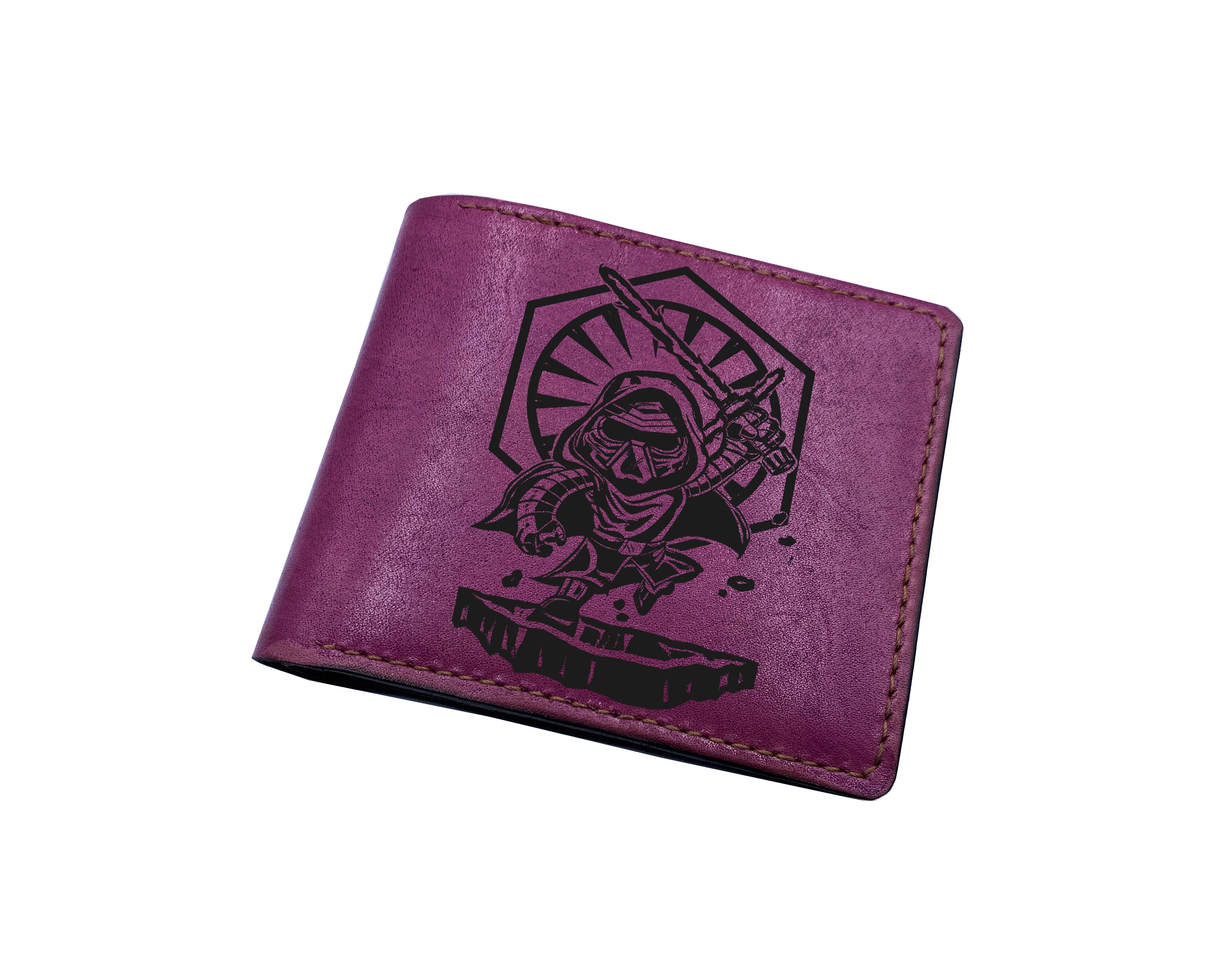 Leather anniversary present ideas for hiim, Starwars characters drawing art wallet, cool wallet for husband from wife