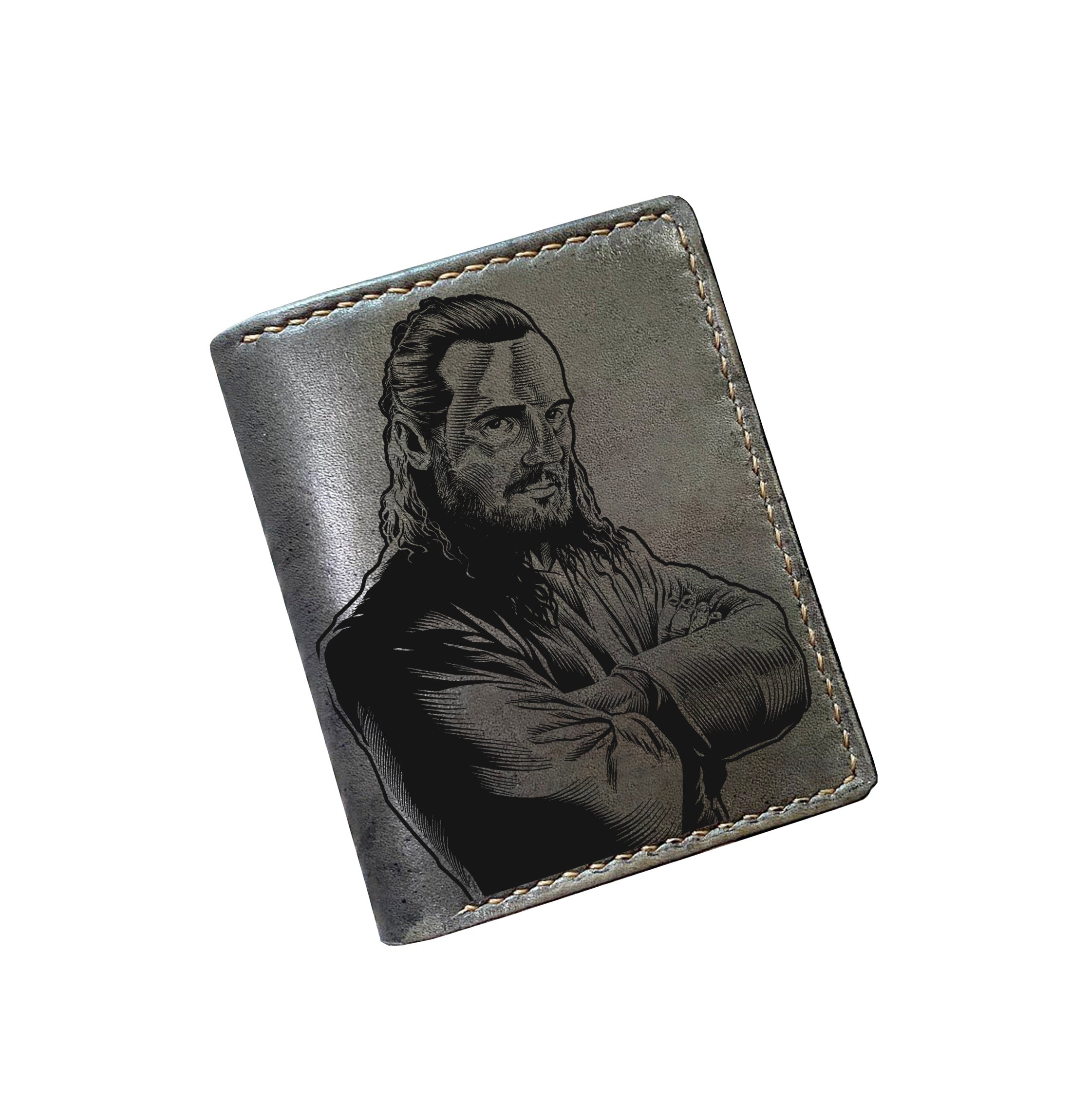 Darth Maul Sith Lord modern art wallet, personalized starwars gift for men, Starwars leather wallet for dad