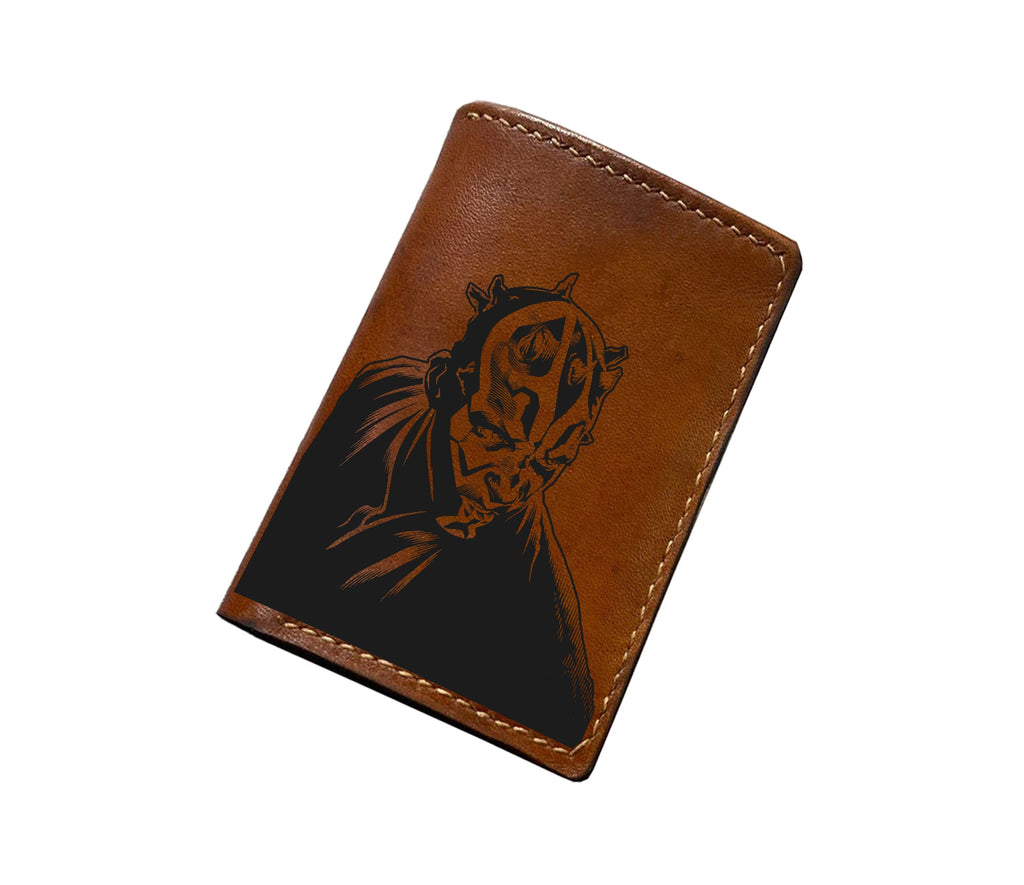 Starwars characters leather handmade wallet, crafted wallet with customization, engraving name wallet, Starwars leather gift ideas