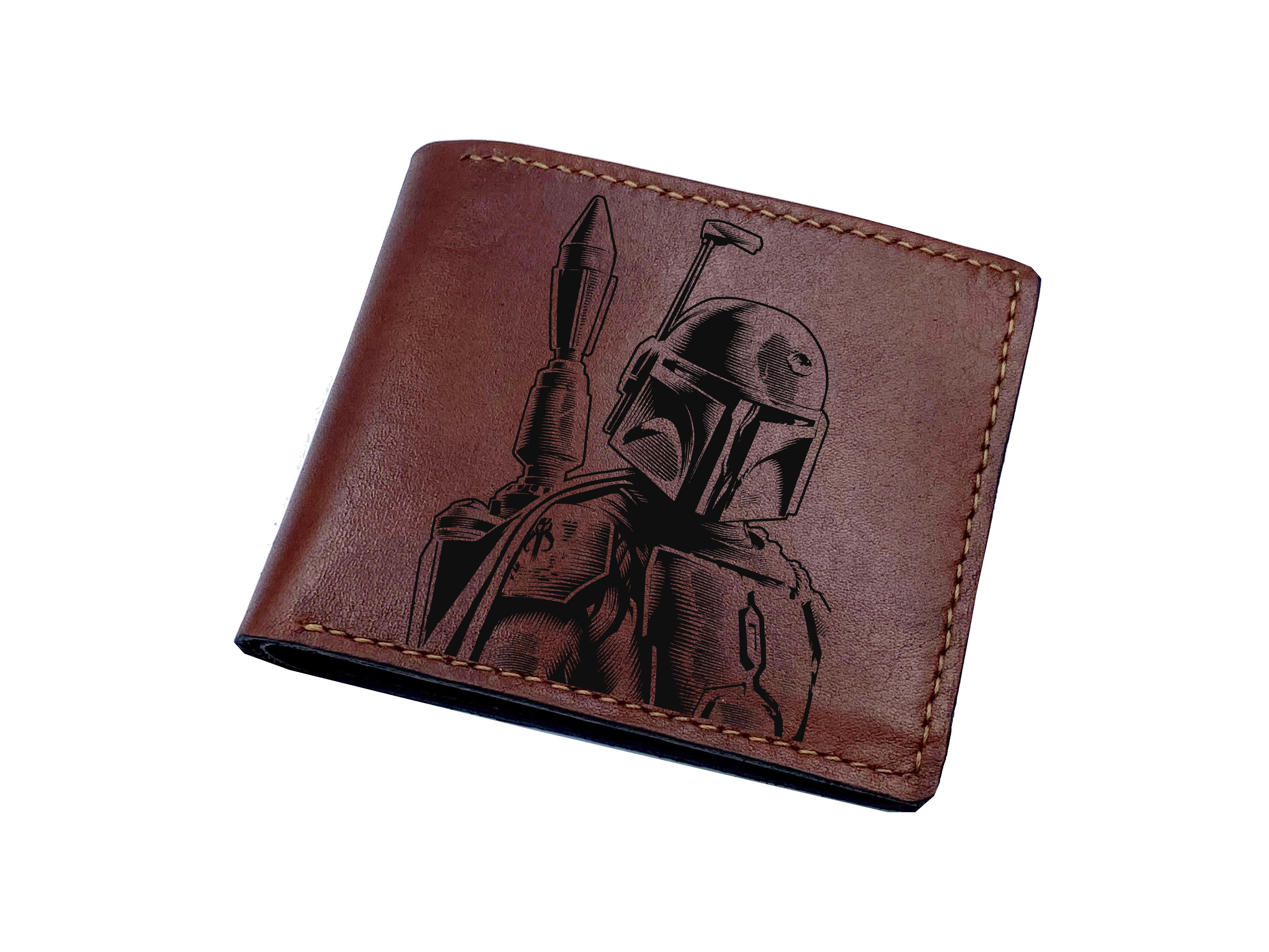 Starwars characters leather art wallet, modern art drawing wallet, cool leather gift for him, christmas gift ideas for brother